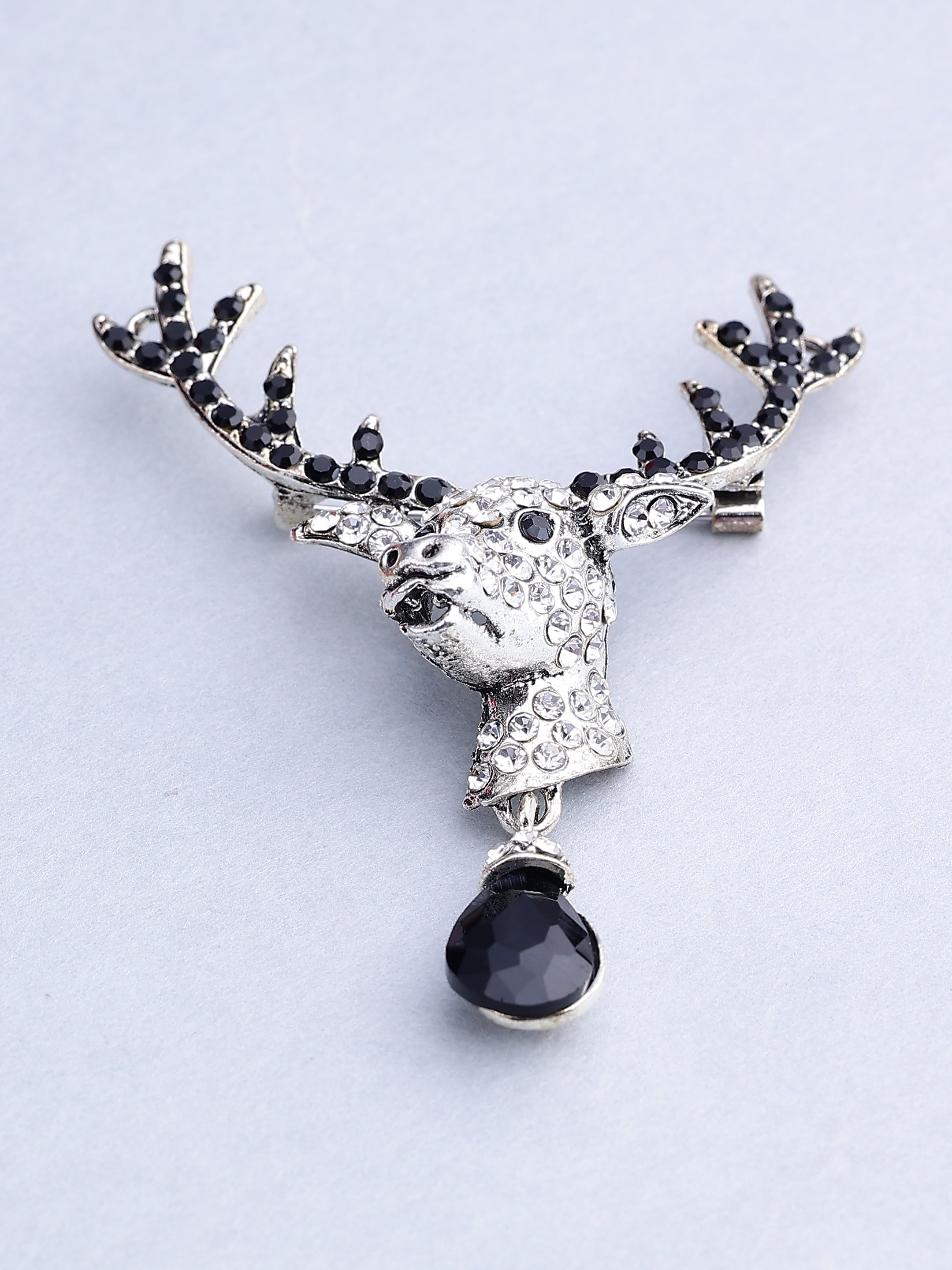 Vintage Crystal Stag Deer Men's Brooch