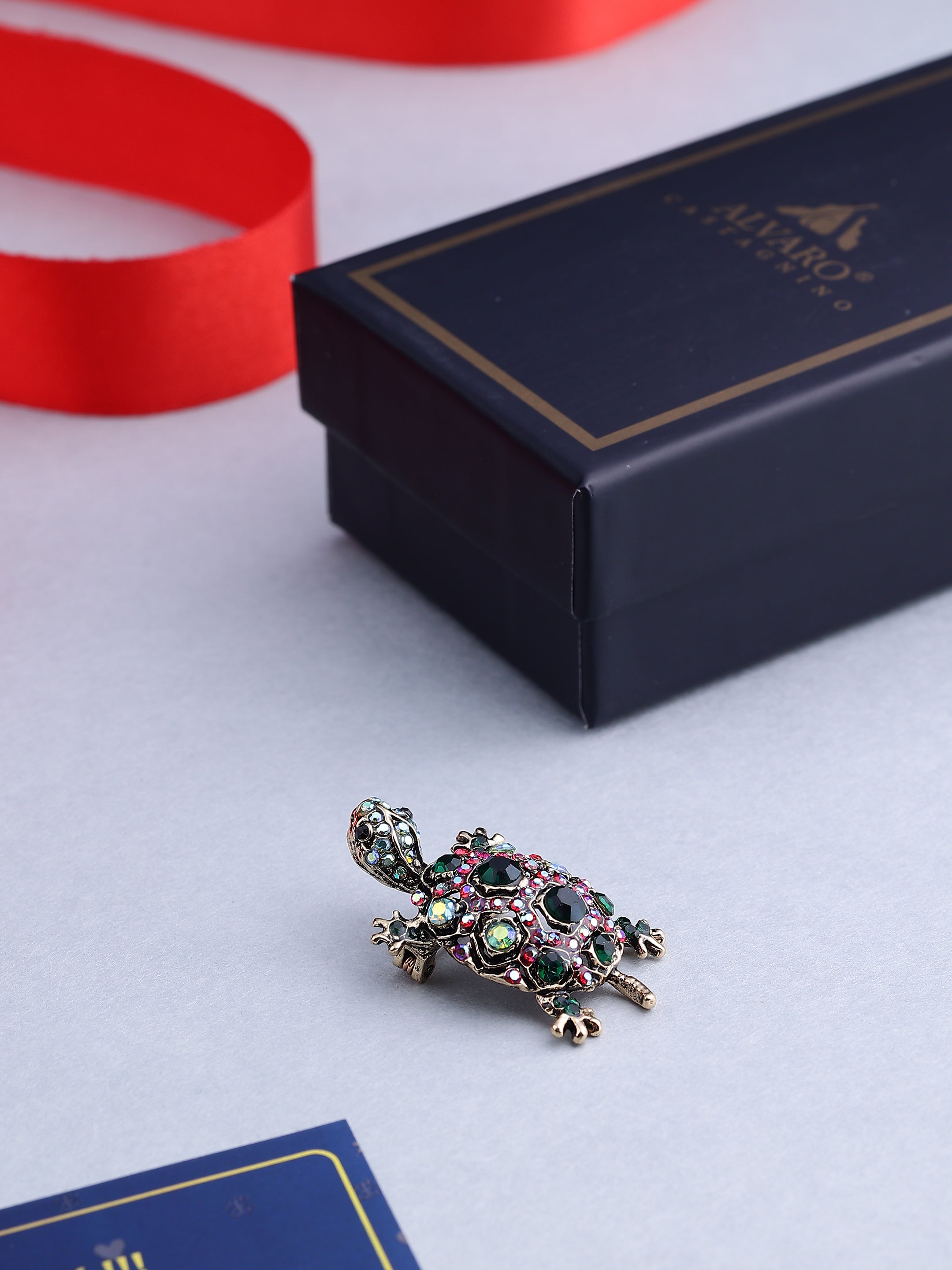 Vintage Crystal Tortoise Brooch