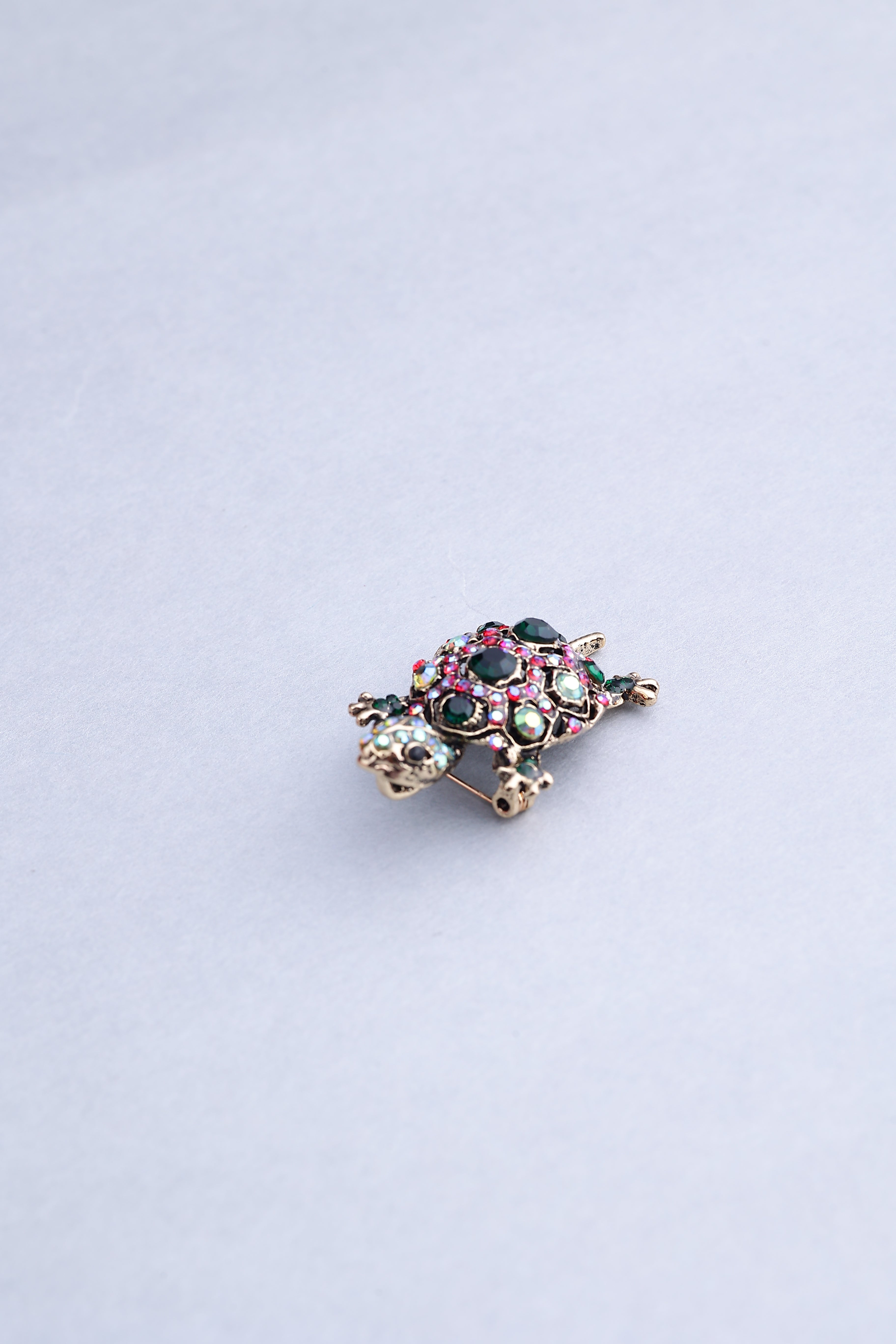 Vintage Crystal Tortoise Brooch