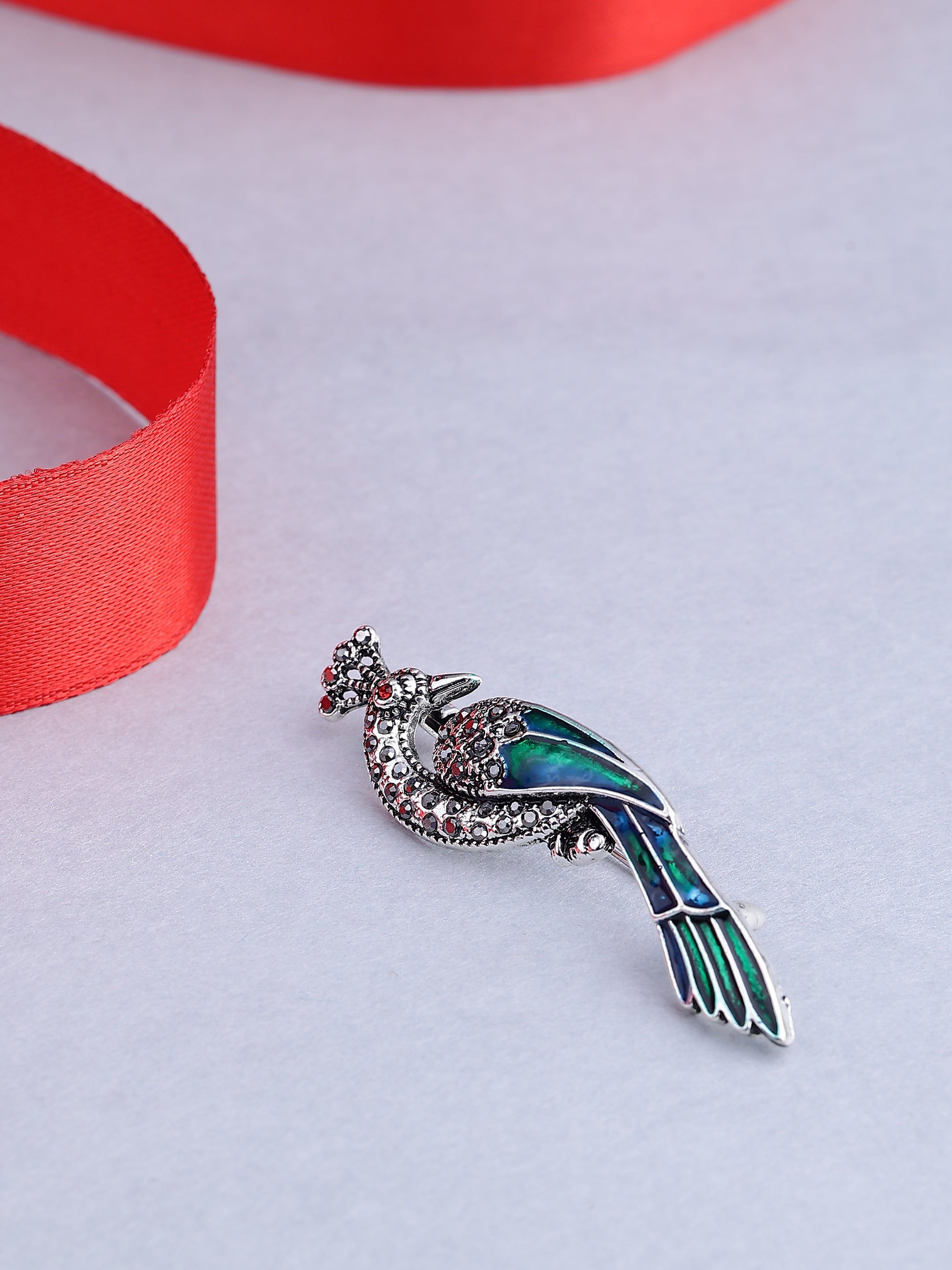 Vintage Crystal Peacock Brooch