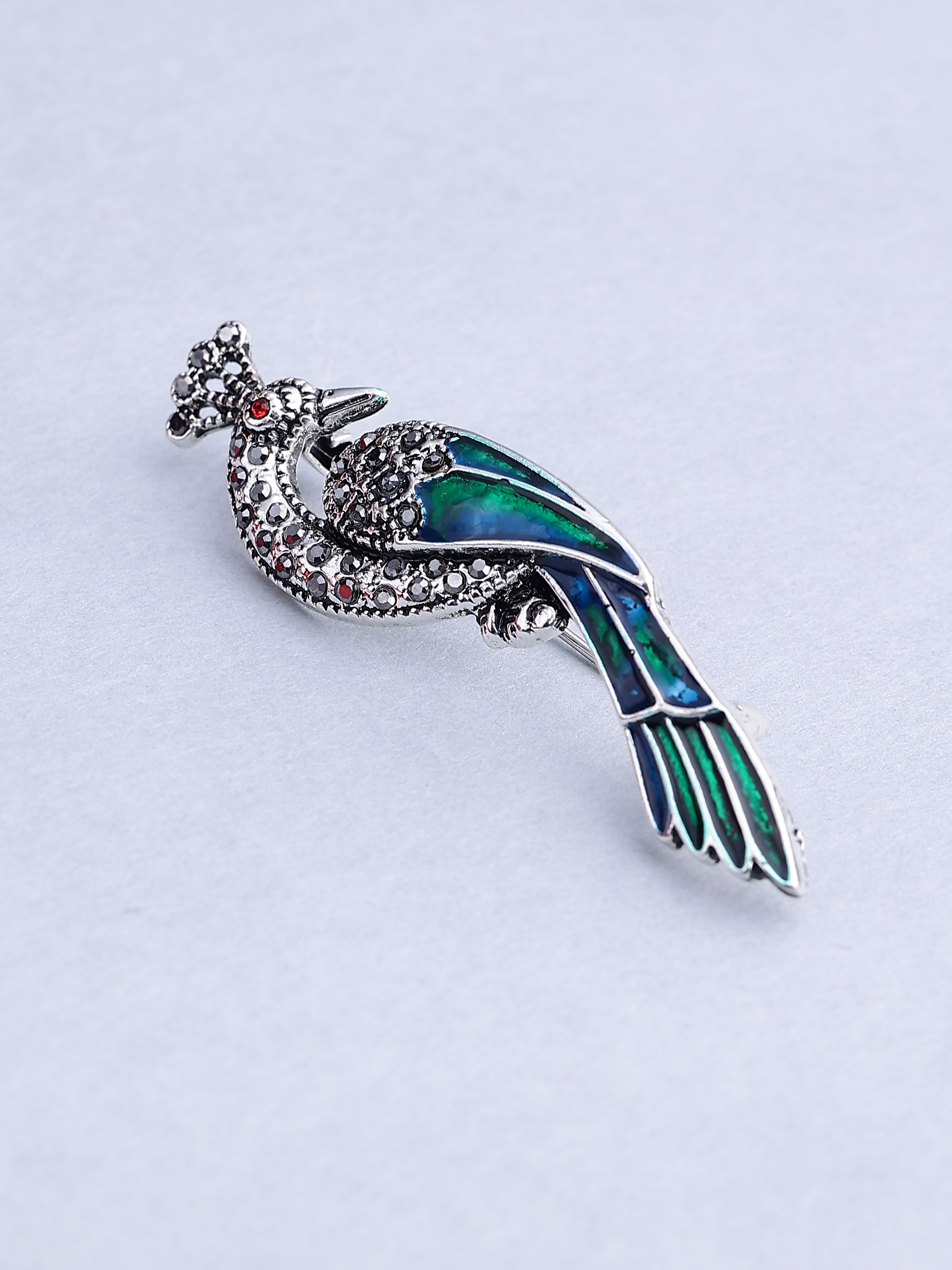 Vintage Crystal Peacock Brooch