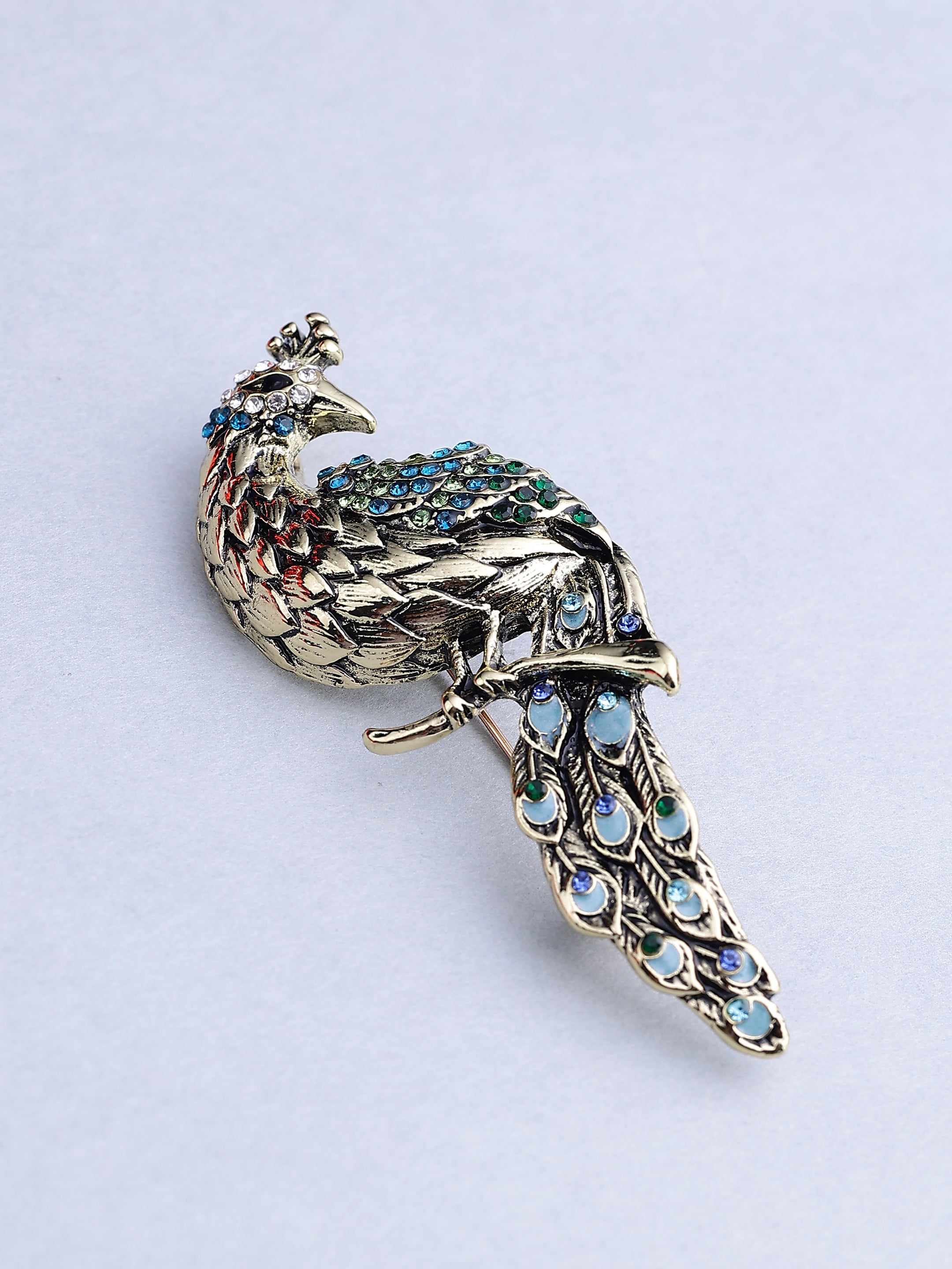 Vintage Crystal Majestic Peacock Brooch