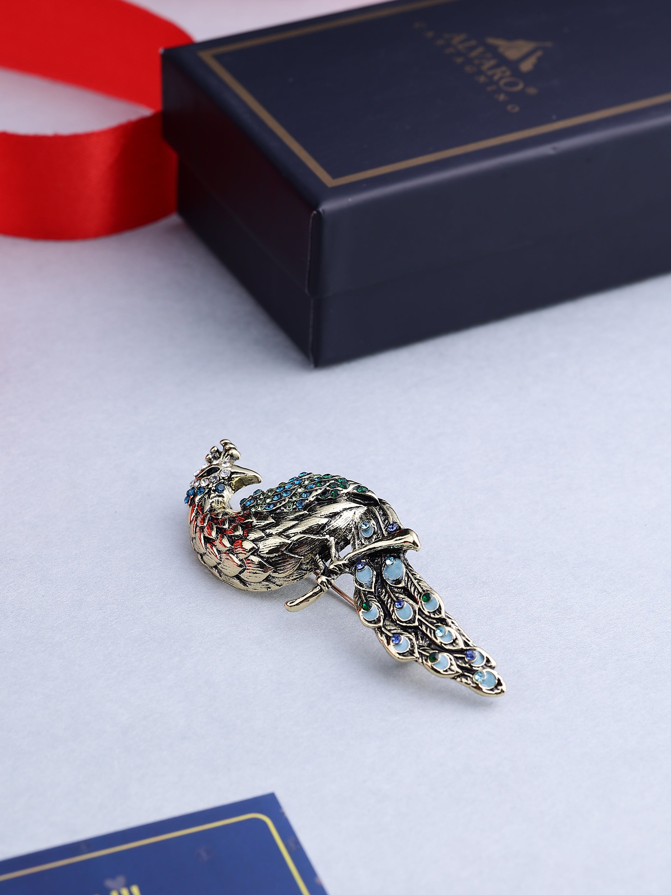 Vintage Crystal Majestic Peacock Brooch