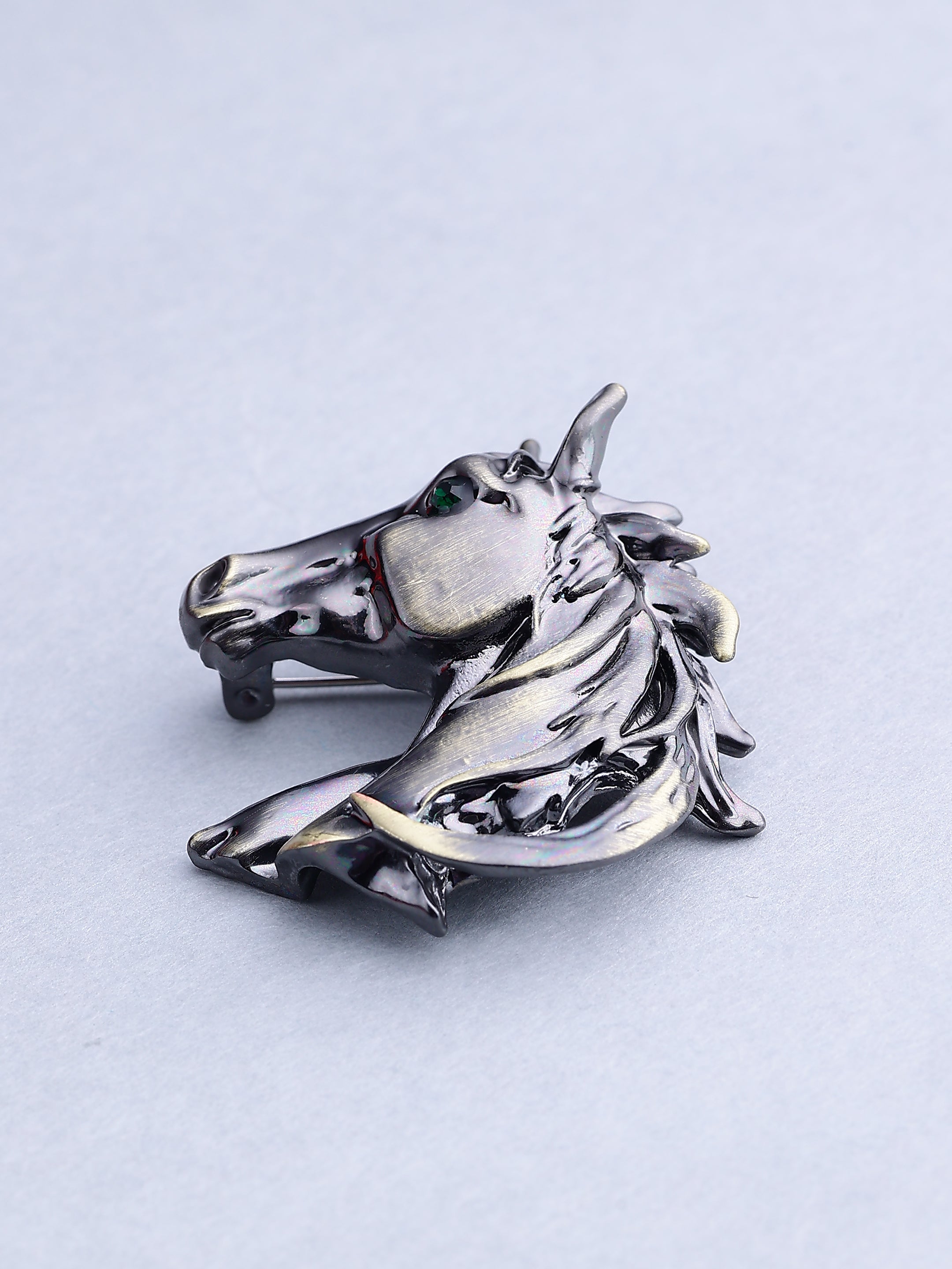 Vintage Metallic Horse Head Brooch
