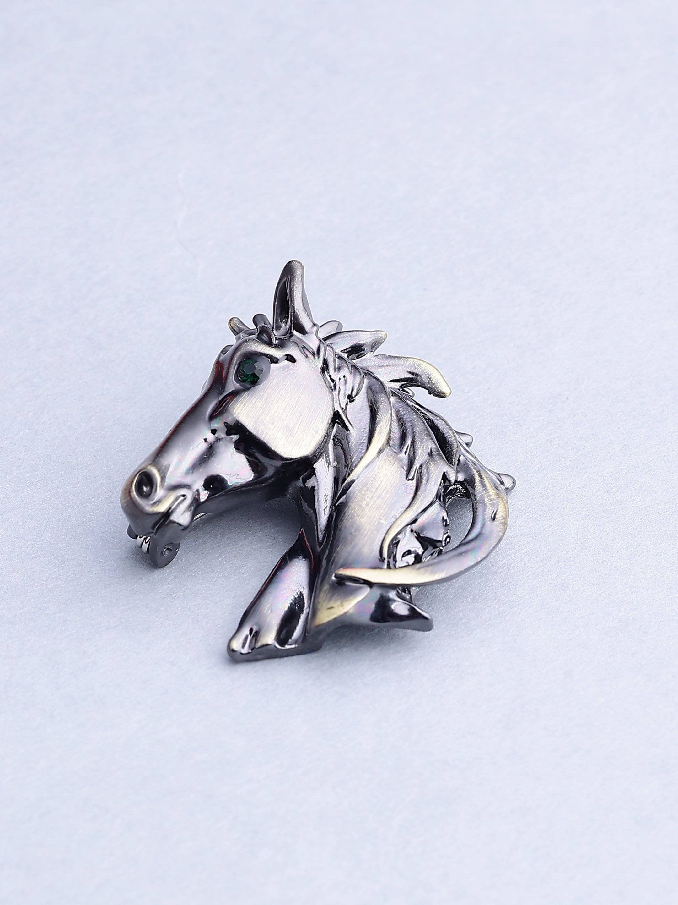 Vintage Metallic Horse Head Brooch