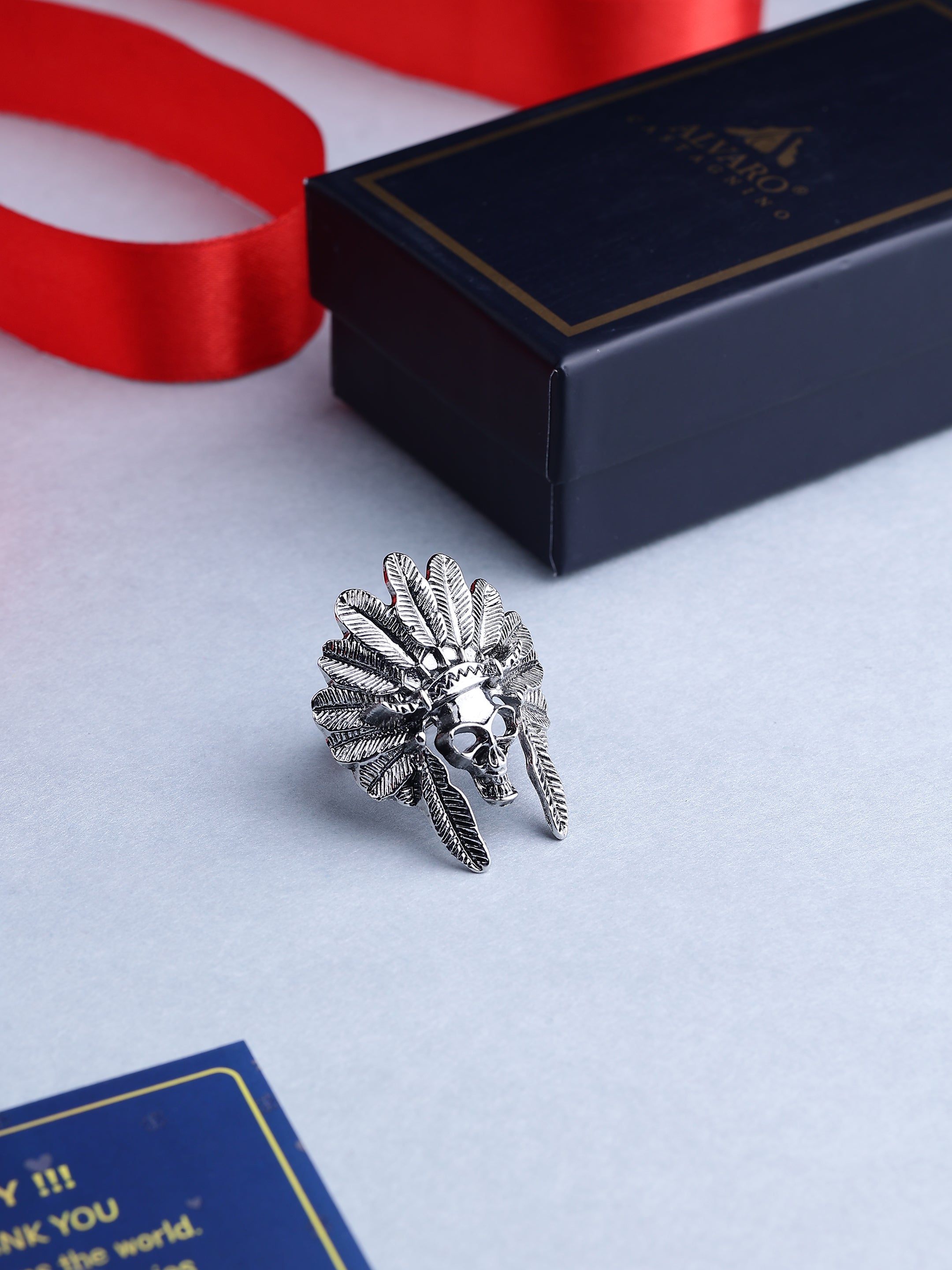 Tribal Skull Heritage Tie Ring