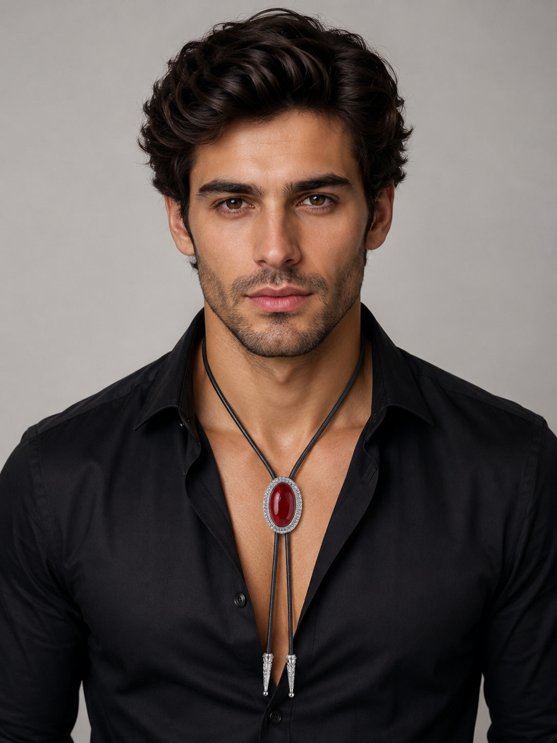 Red Stone Bolo Tie