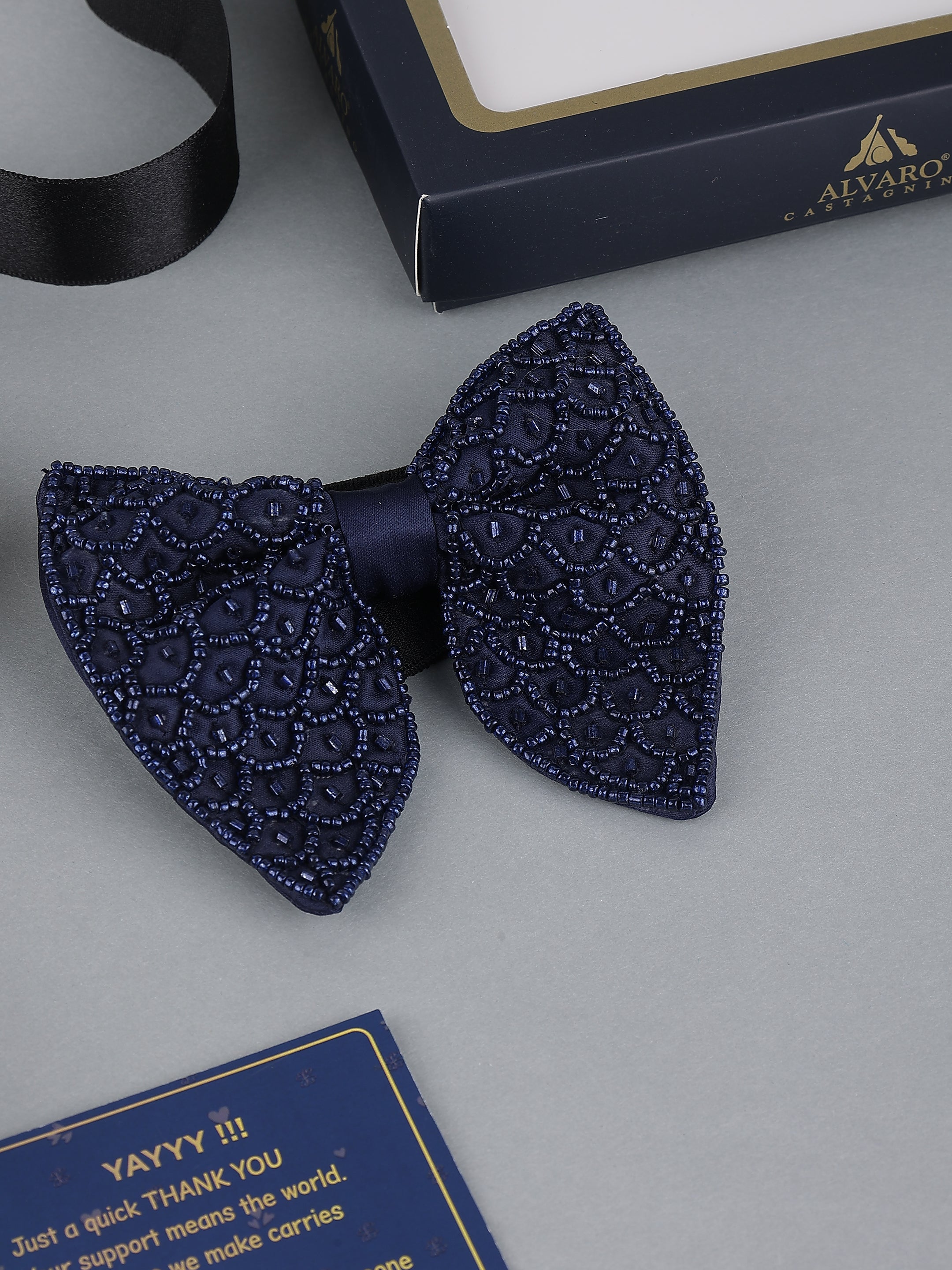 Blue Embellished Bow Tie