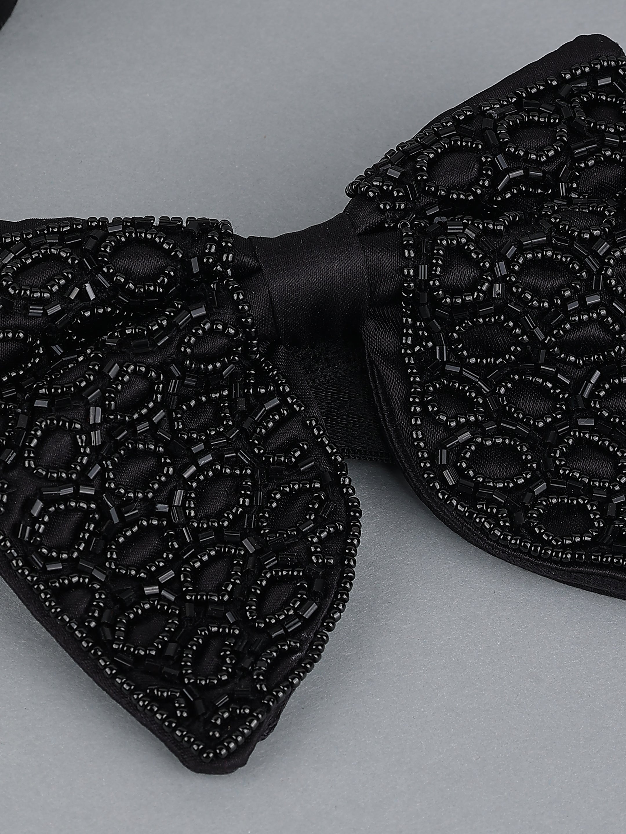 Black Embellished Circle Bow Tie