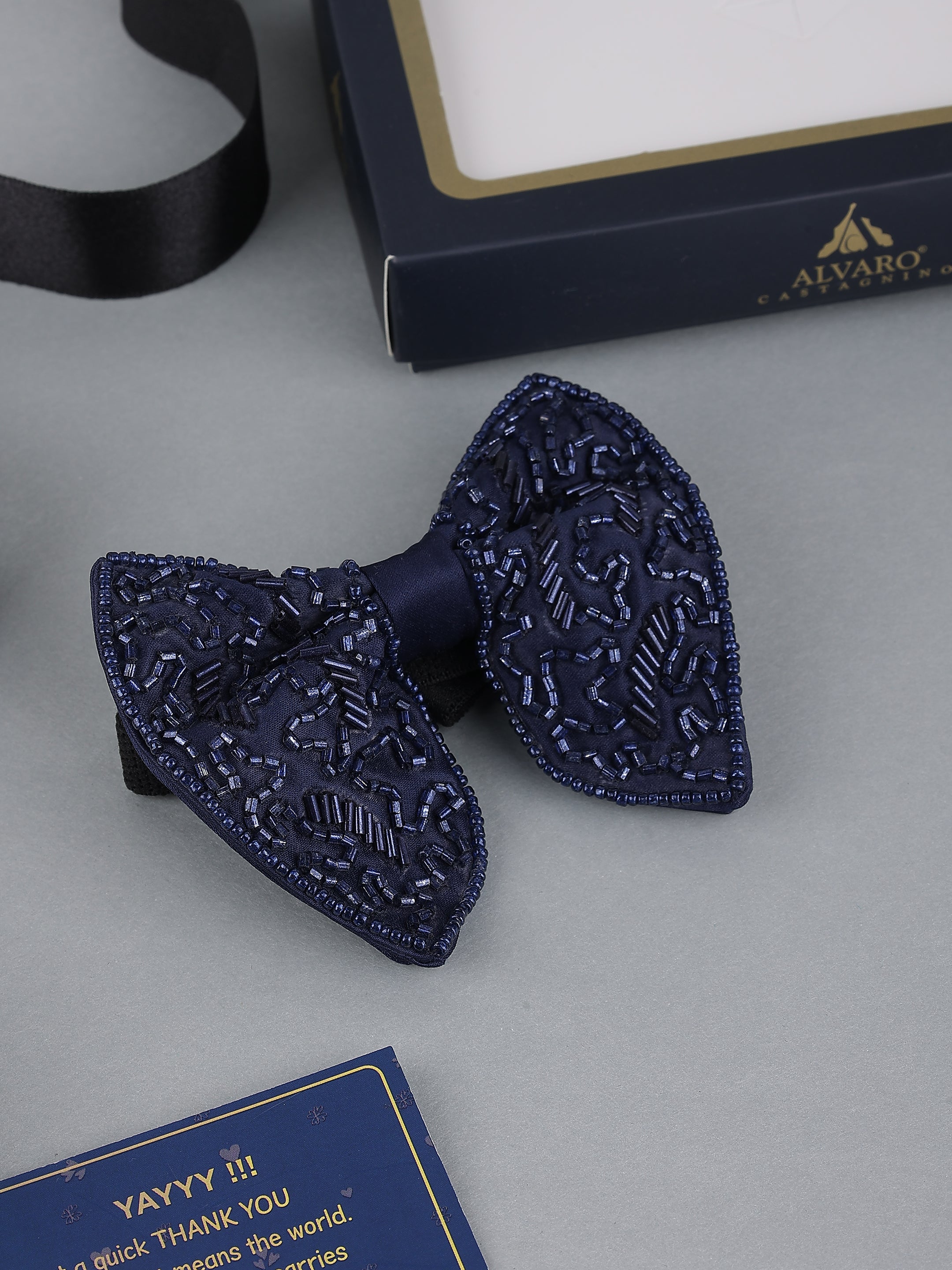 Blue Embellished Bow Tie