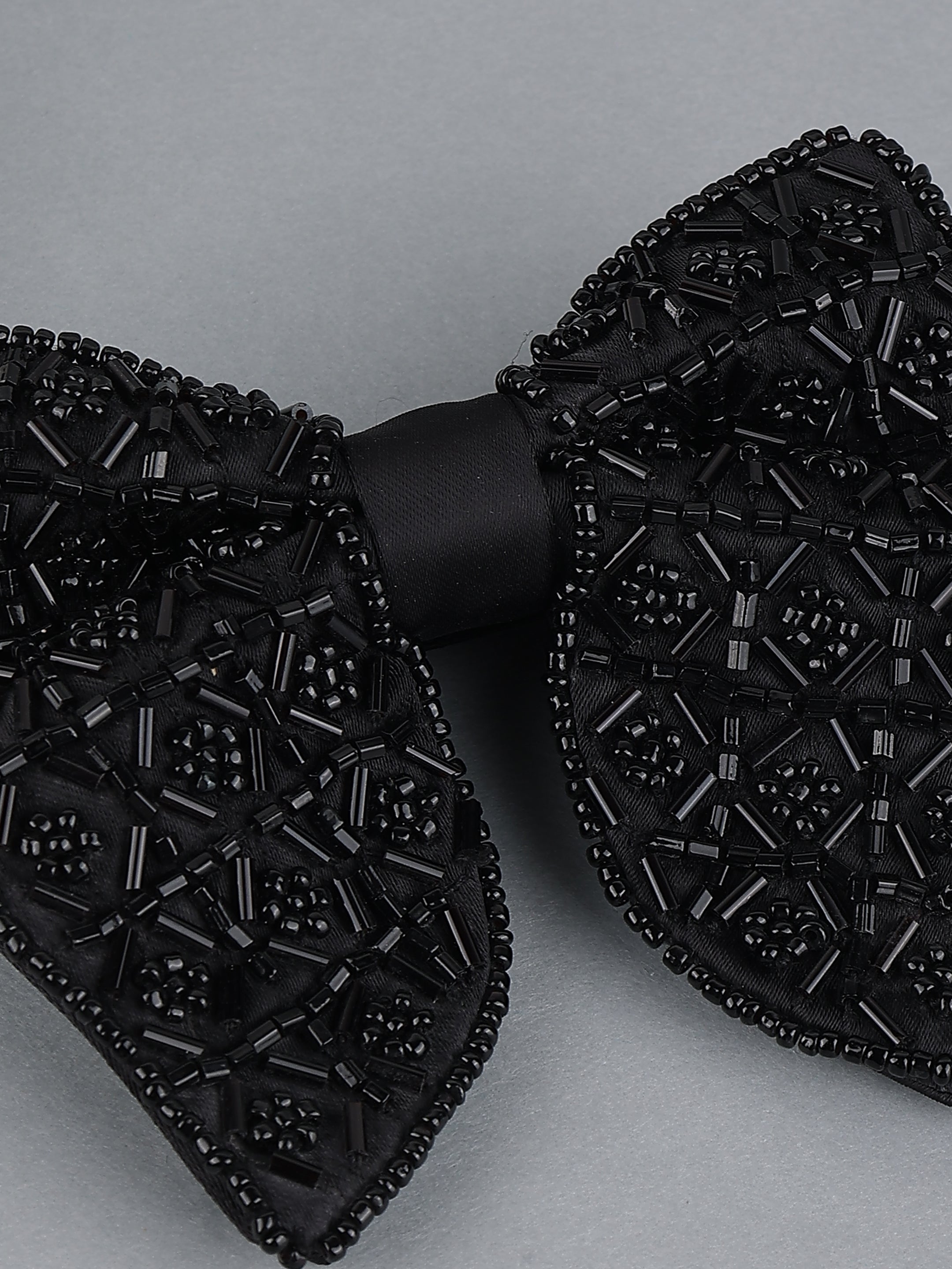 Black Embellished Diamond Bow Tie