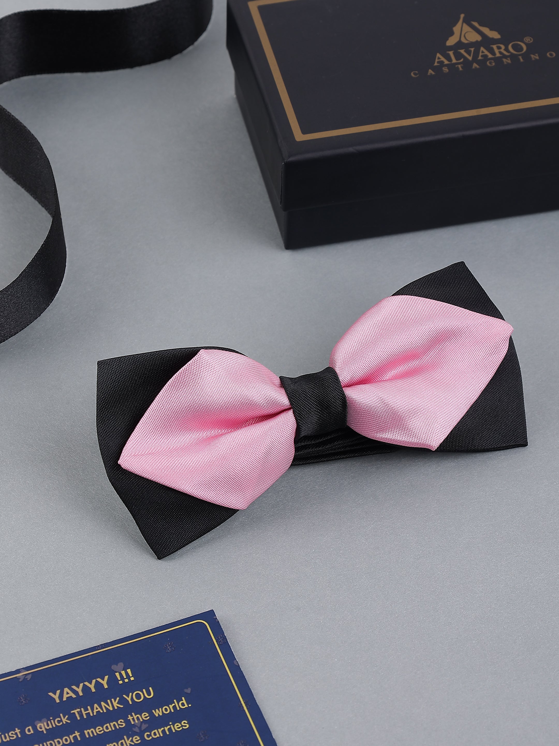 Dual-Tone Black & Pink Bow Tie