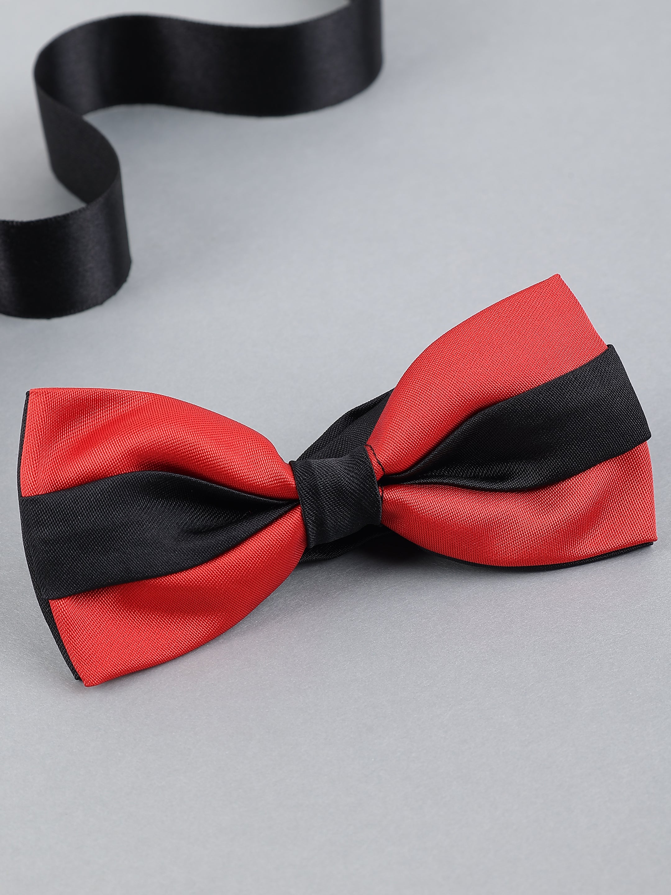 Red & Black Striped Bow Tie