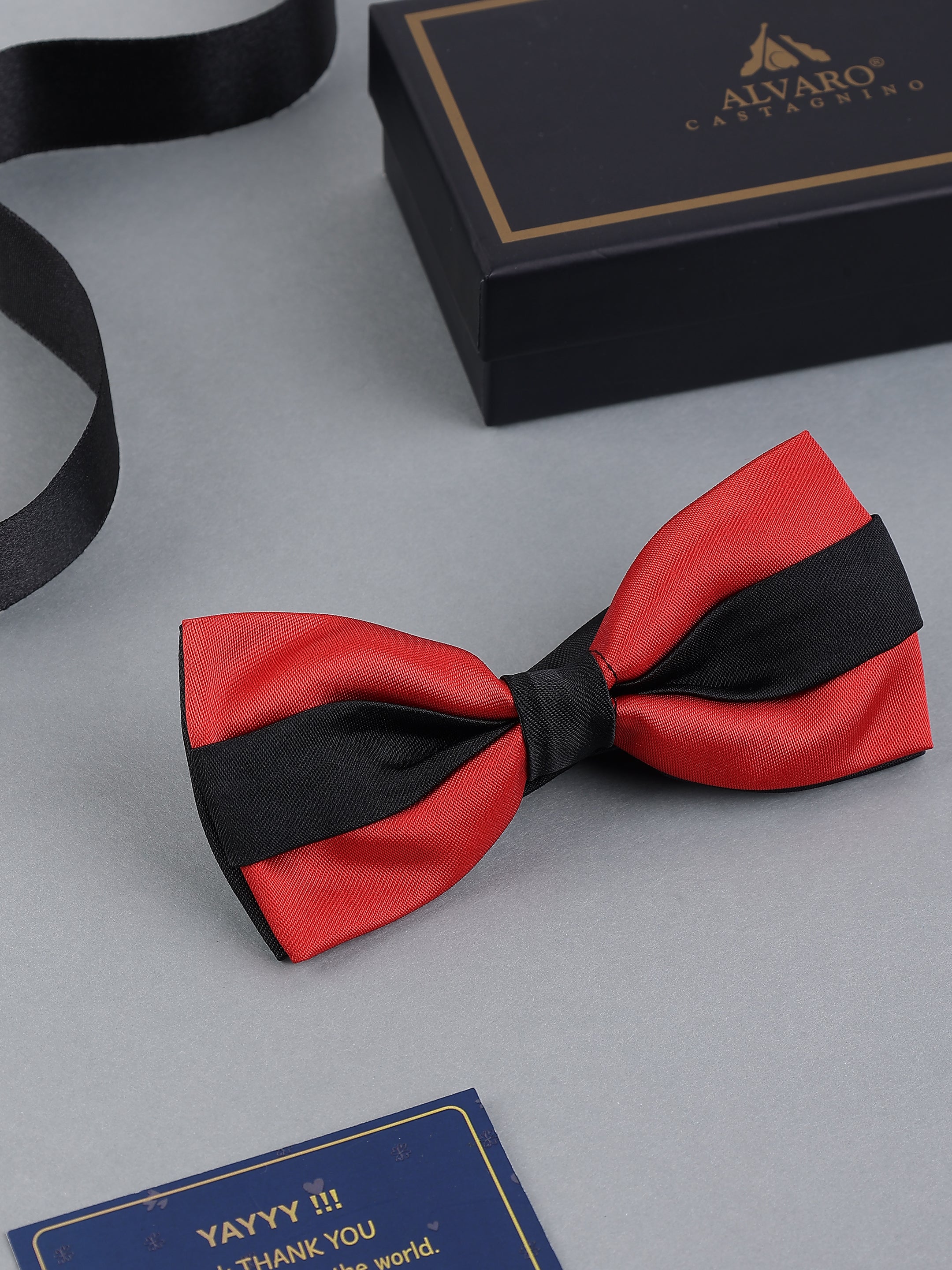 Red & Black Striped Bow Tie