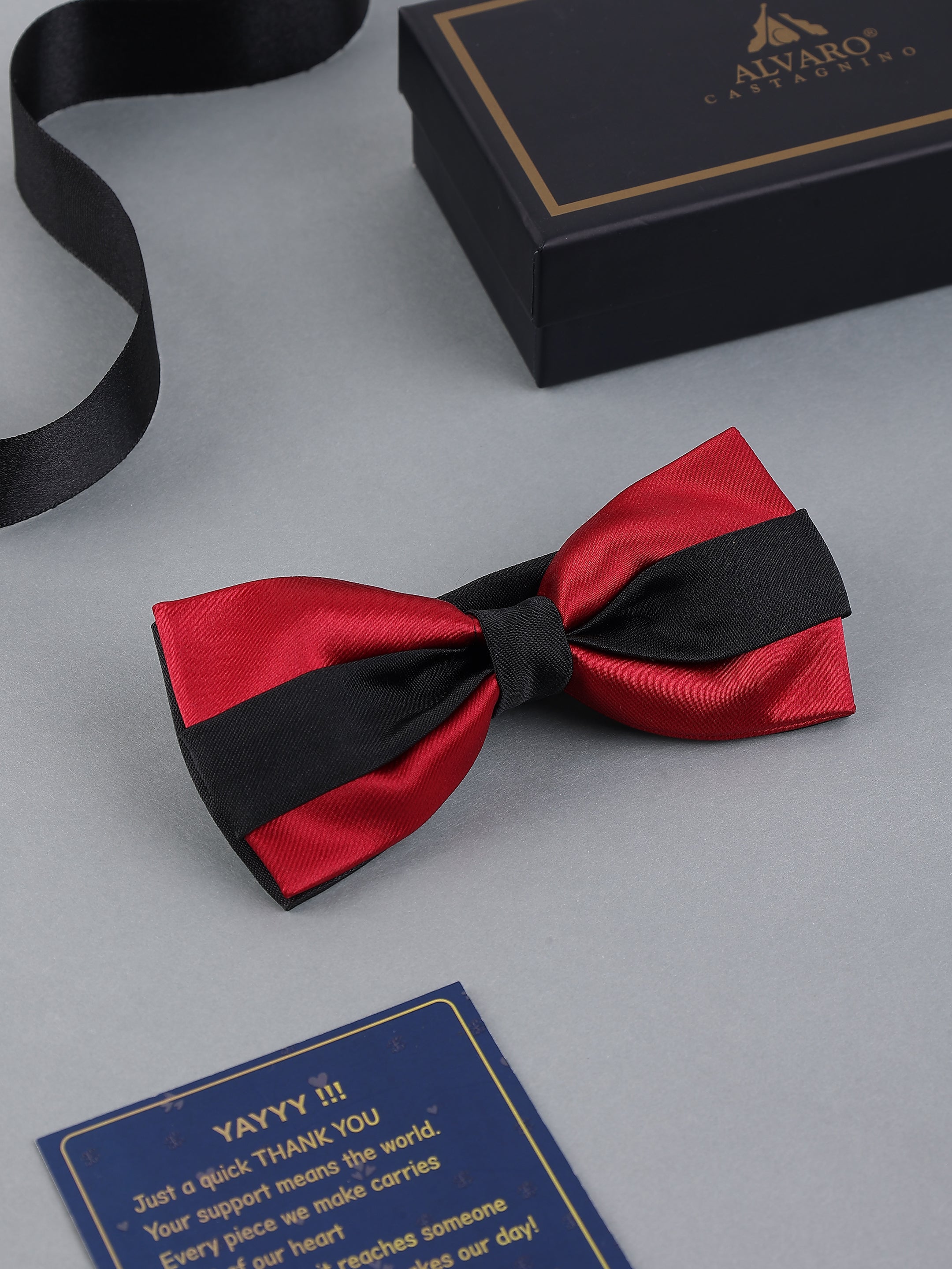 Dual-Tone Red & Black Bow Tie
