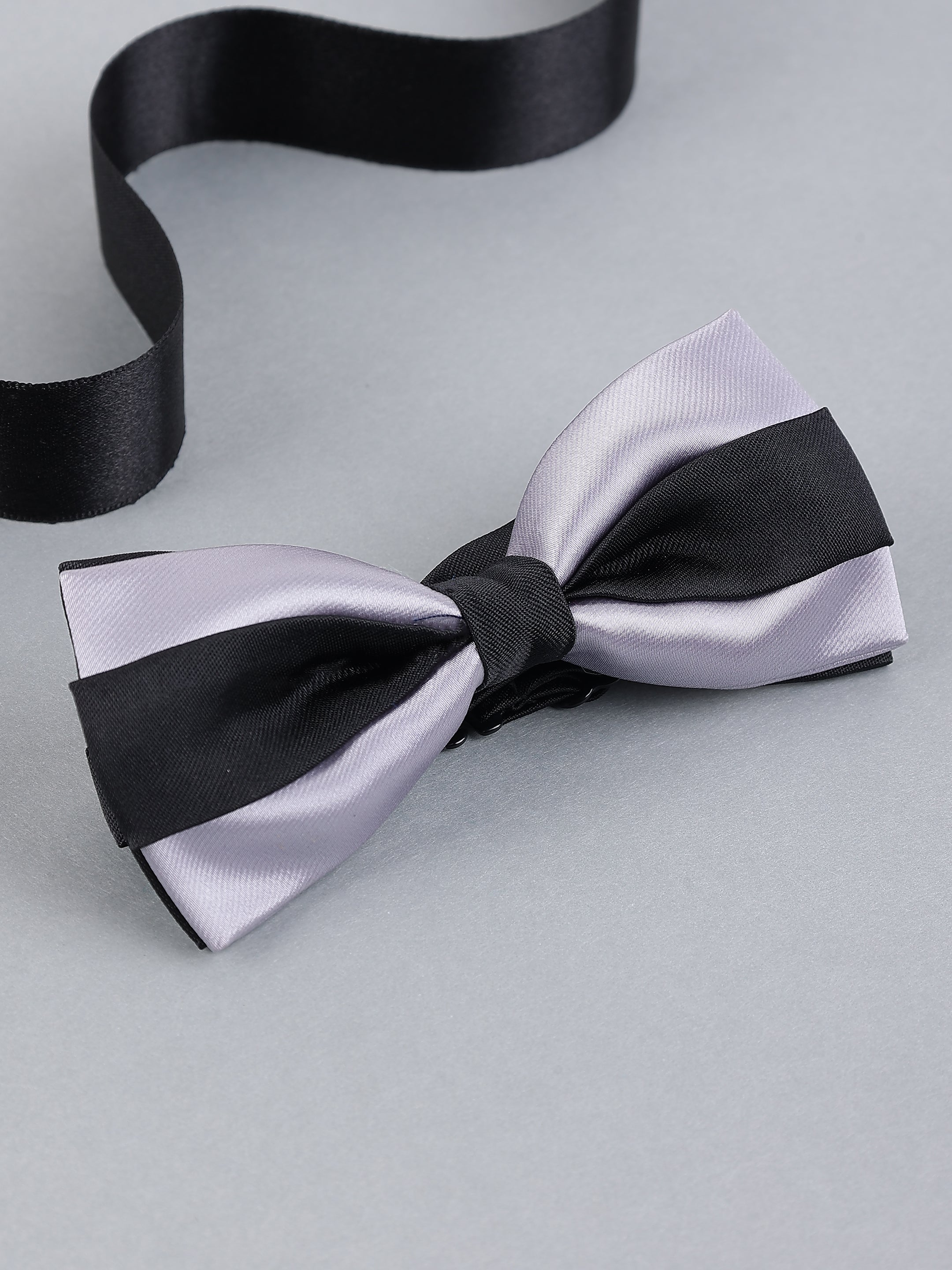 Silver & Black Two-Tone Bow Tie