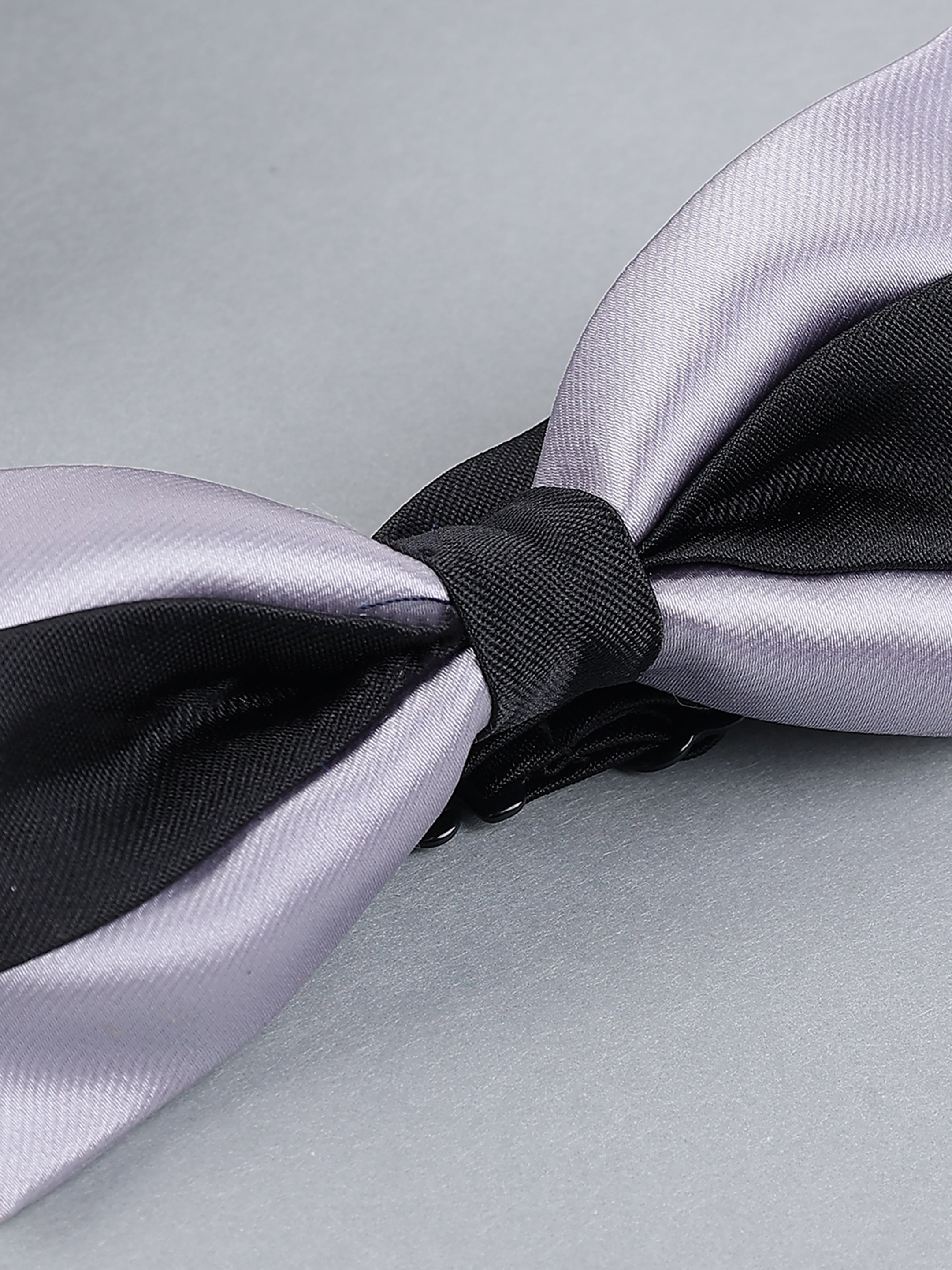 Silver & Black Two-Tone Bow Tie