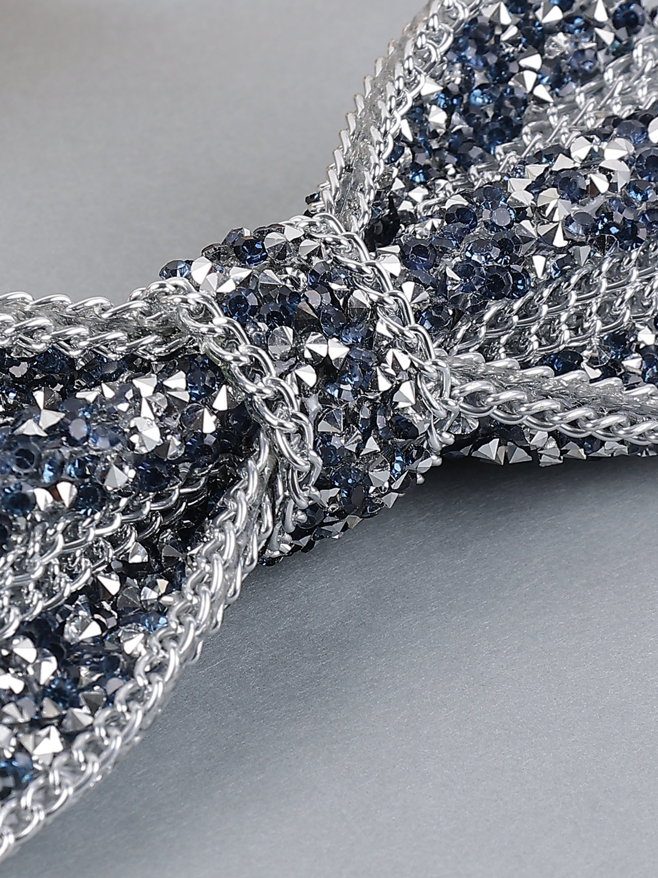 Silver Crystal-Embellished Bow Tie