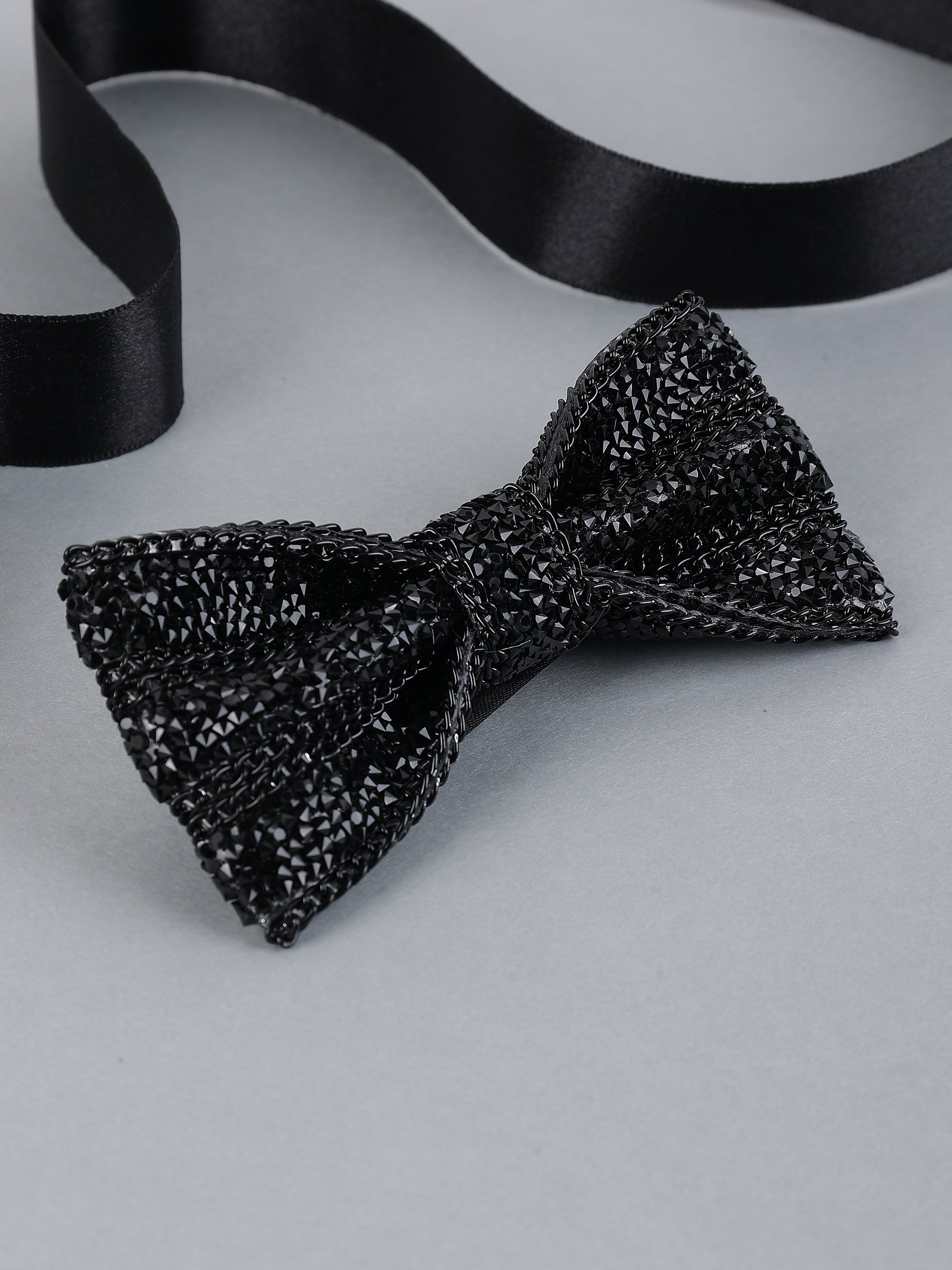 Black Crystal-Embellished Bow Tie