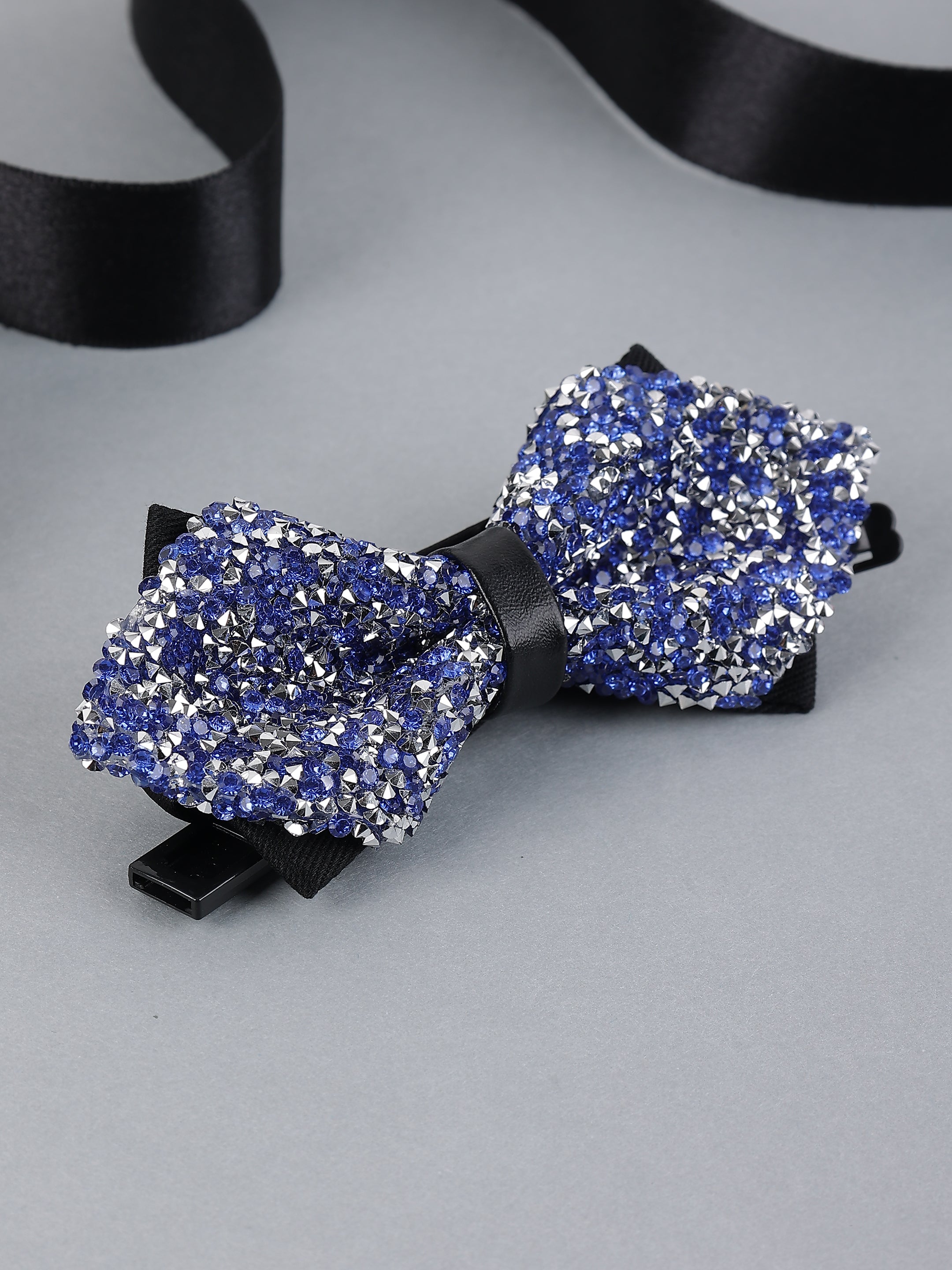 Royal Blue & Silver Jeweled Bow Tie