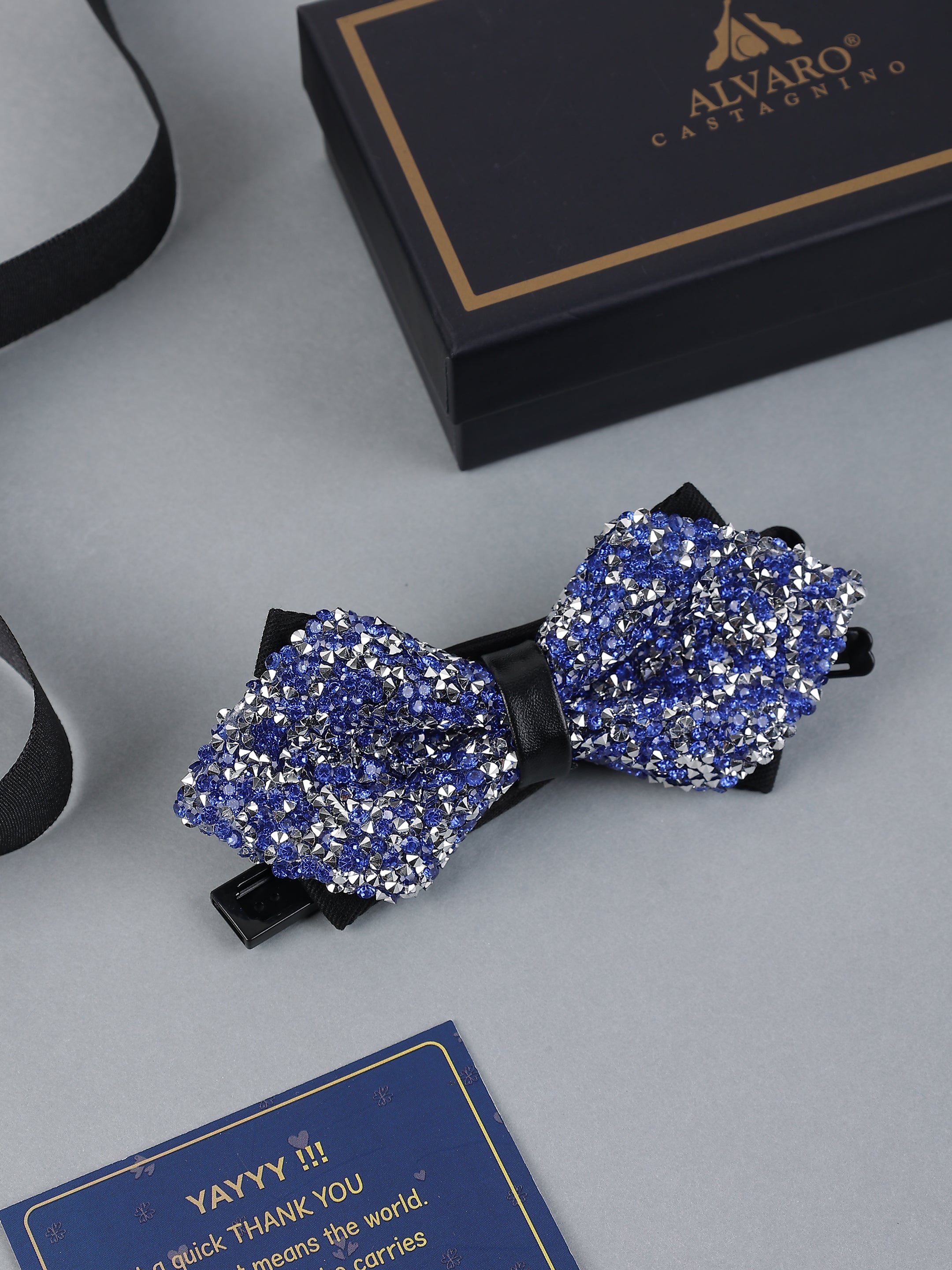 Royal Blue & Silver Jeweled Bow Tie