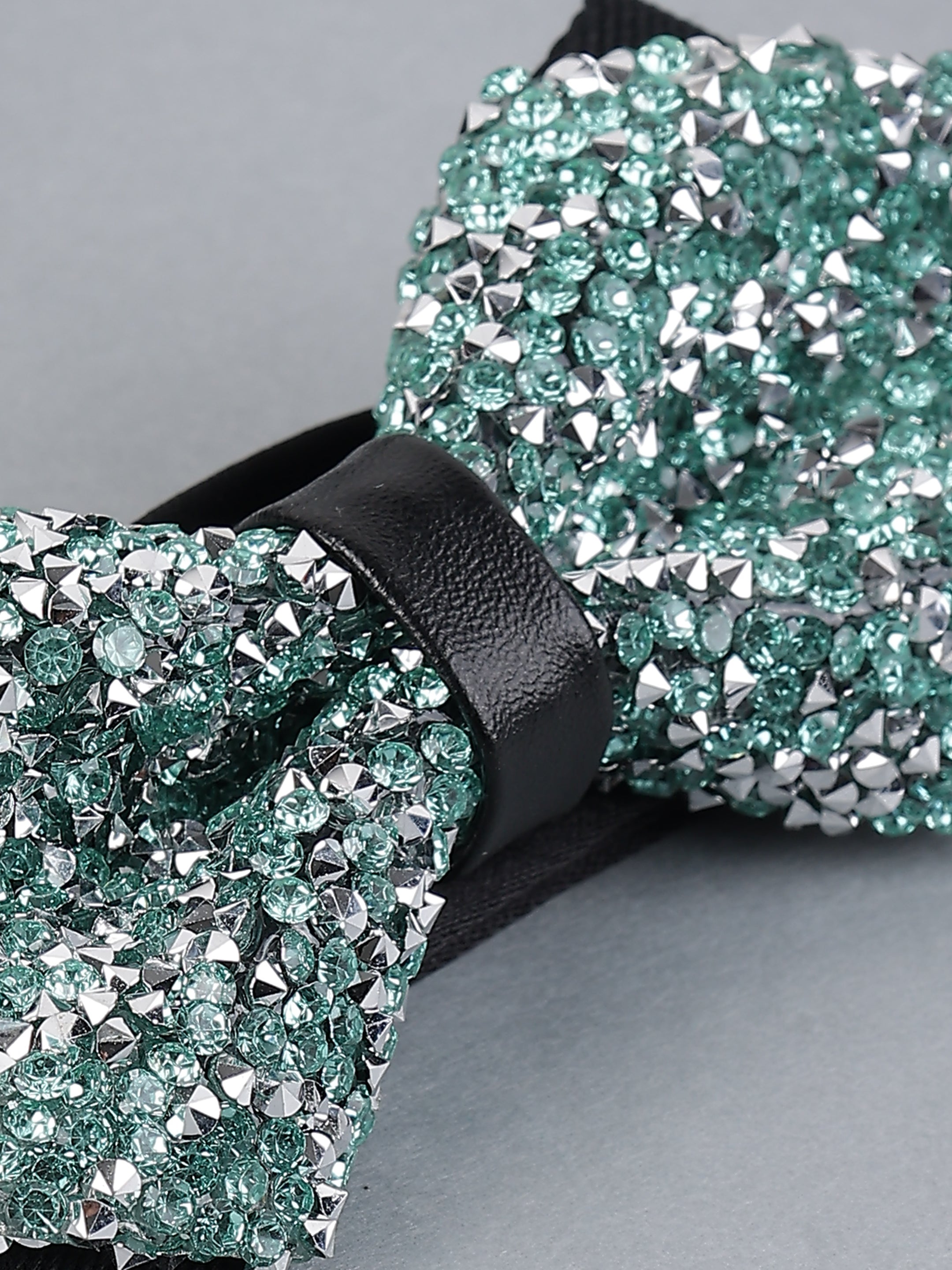 Mint Green & Silver Jeweled Bow Tie