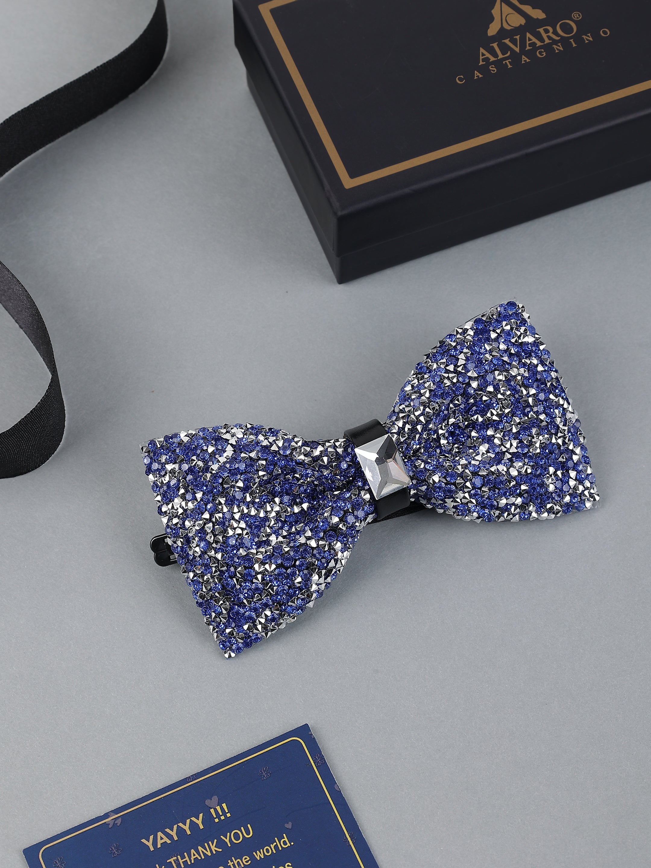 Blue & Silver Pavé Bow Tie