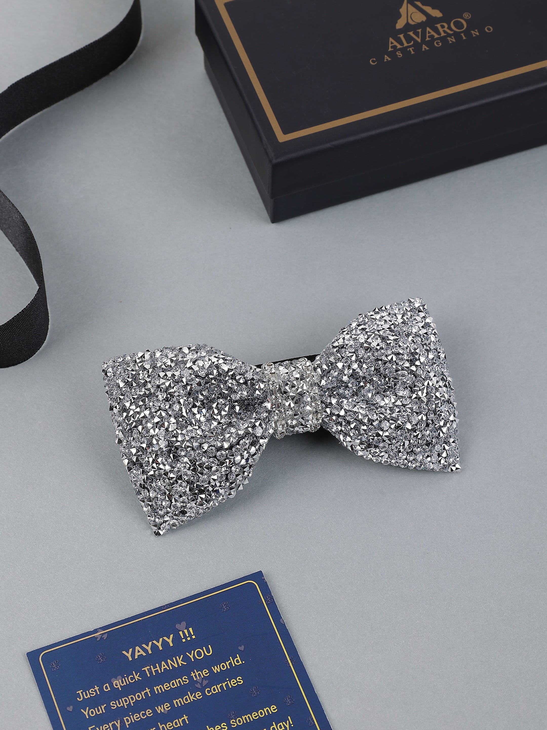 Emerald & Silver Pavé Bow Tie