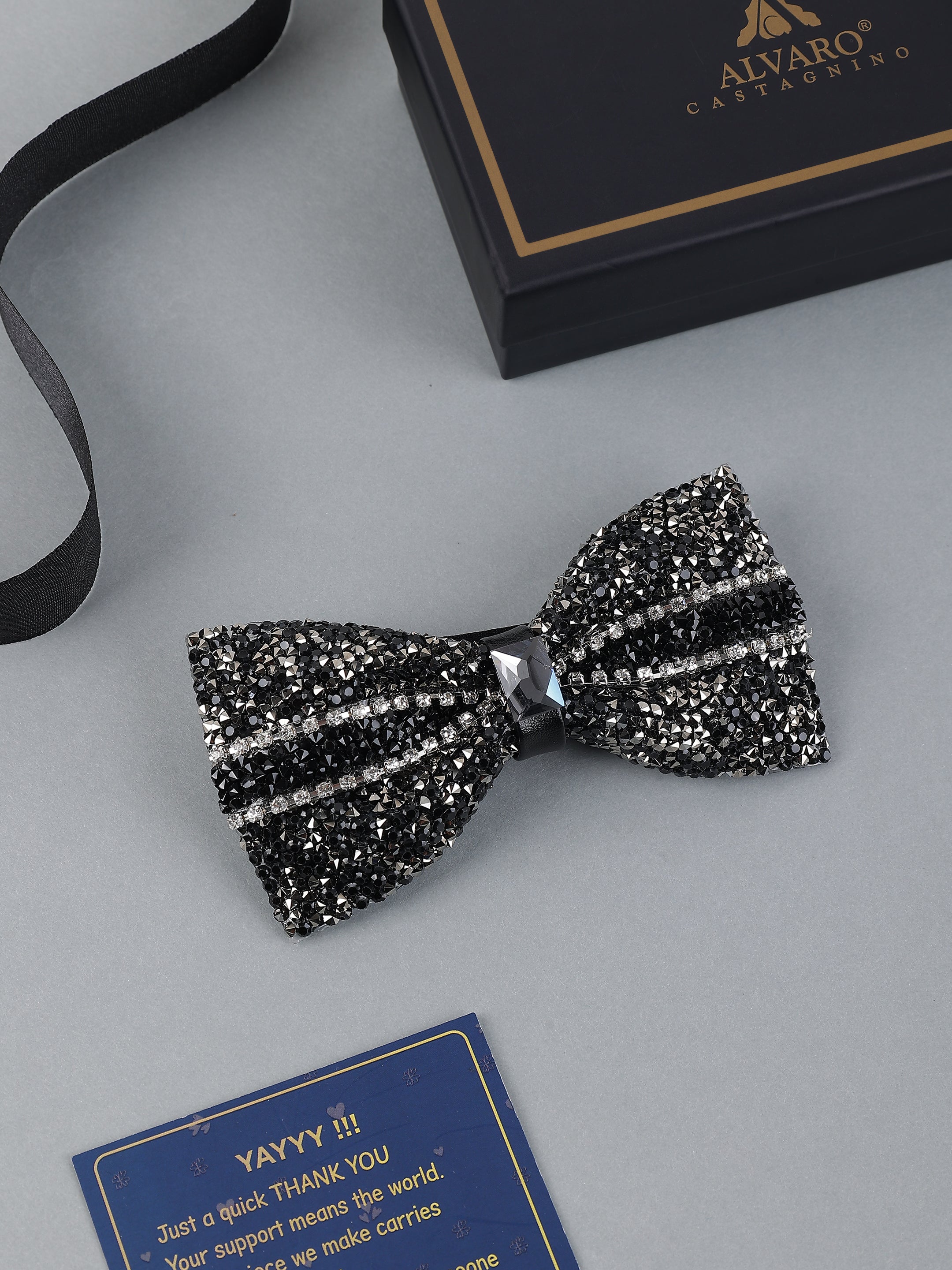 Onyx & Gunmetal Pavé Bow Tie
