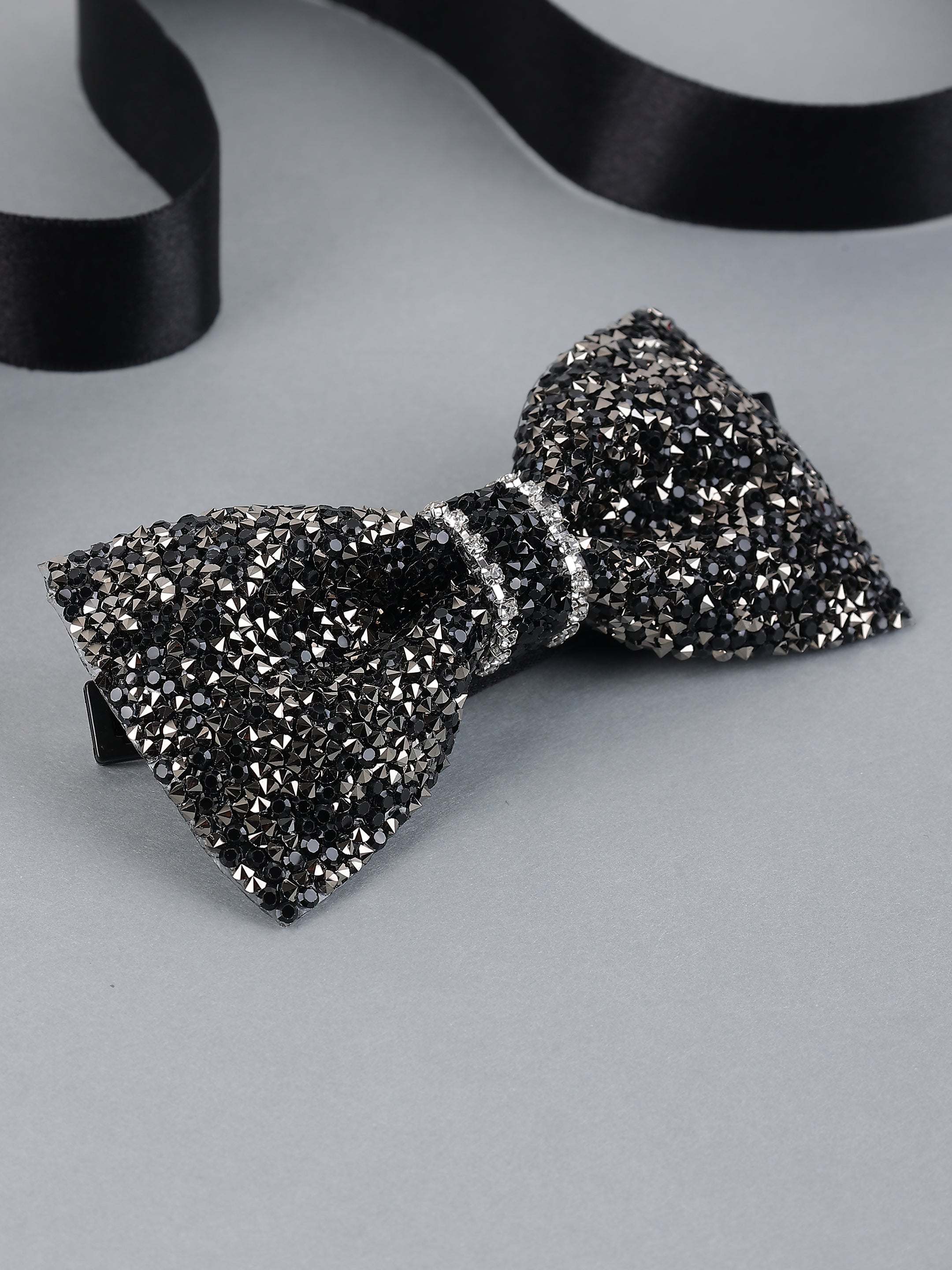 Onyx & Gunmetal Pavé Bow Tie
