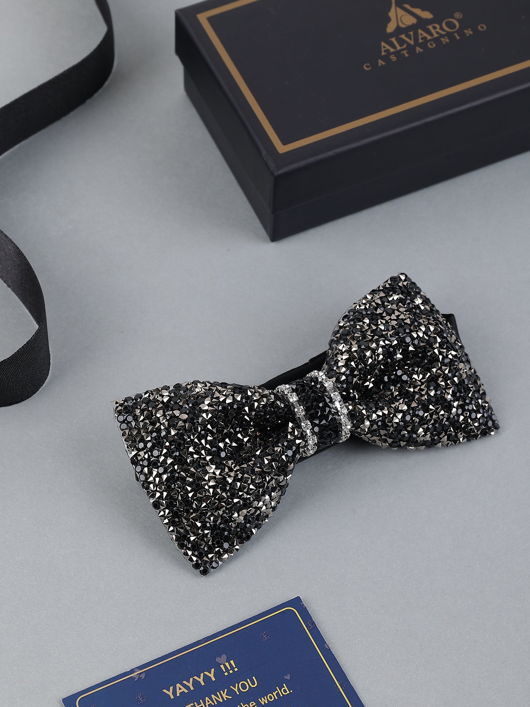 Onyx & Gunmetal Pavé Bow Tie