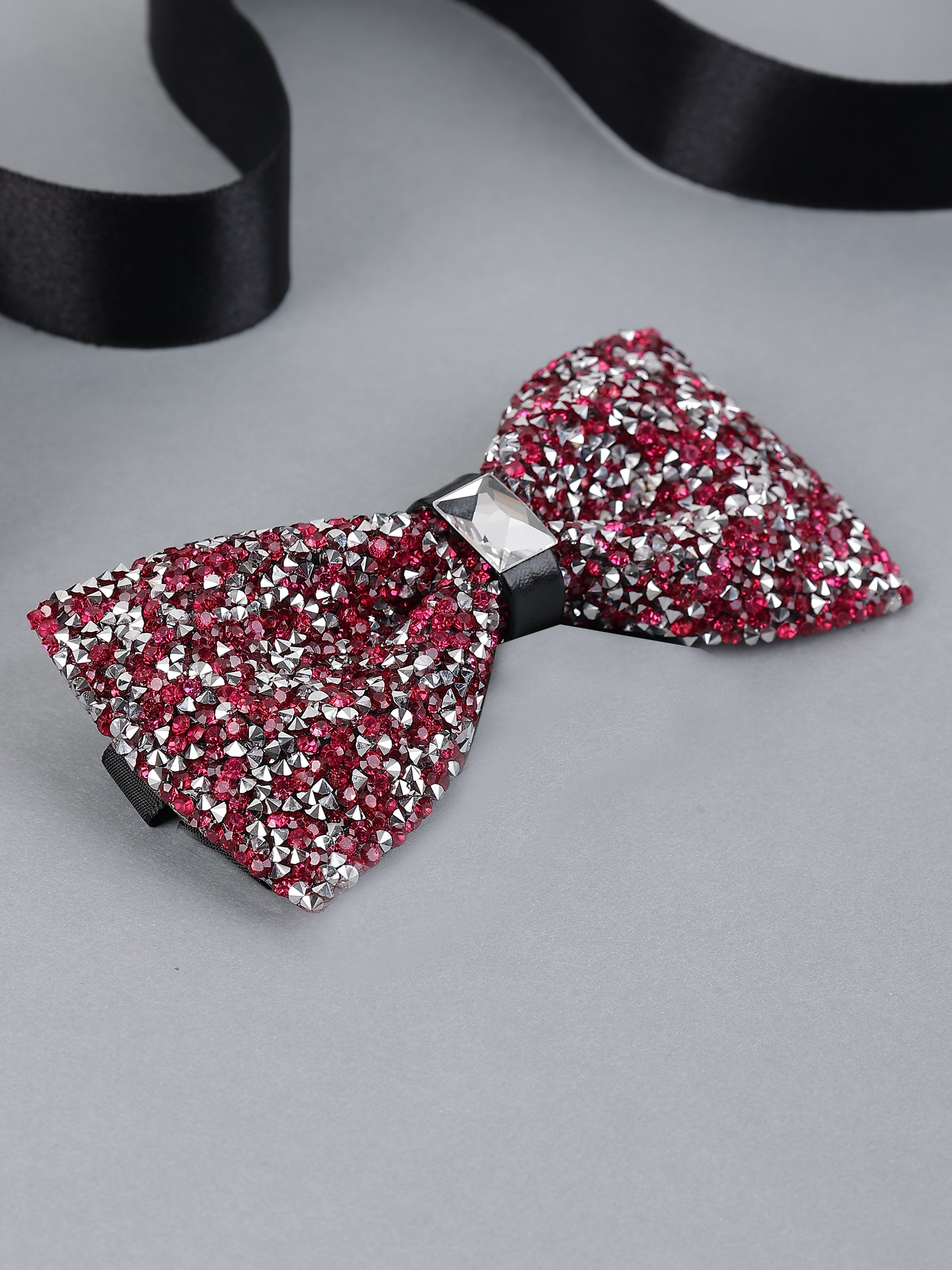 Crimson & Chrome Pavé Bow Tie