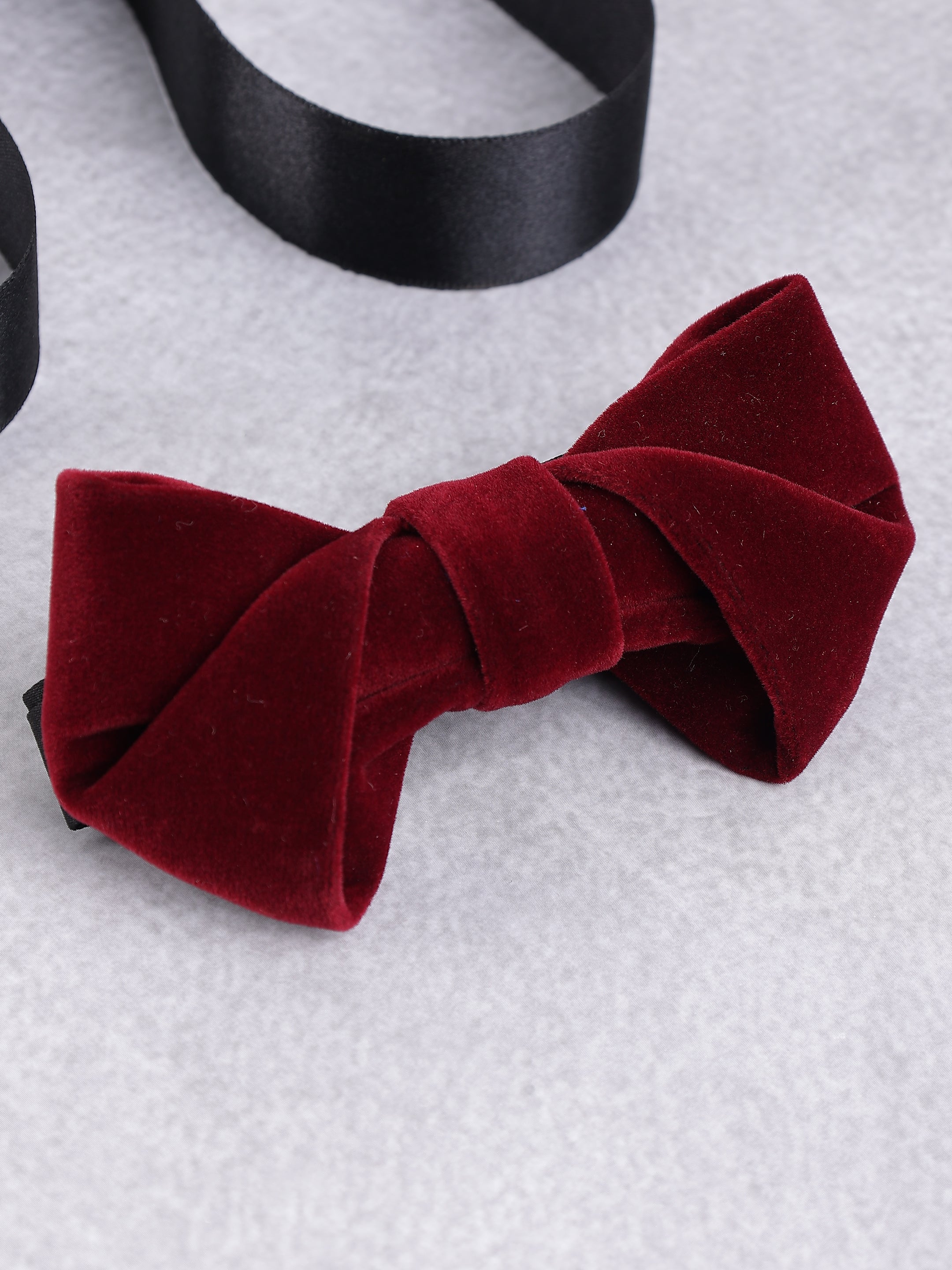 Crimson Velvet Sculpted Bow Tie