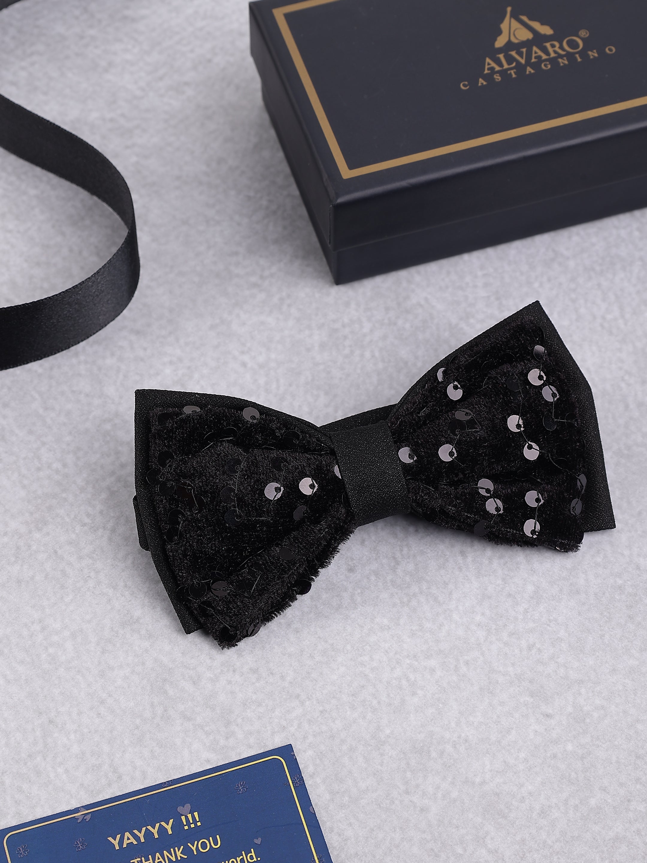 Midnight Sequin Velvet Bow Tie
