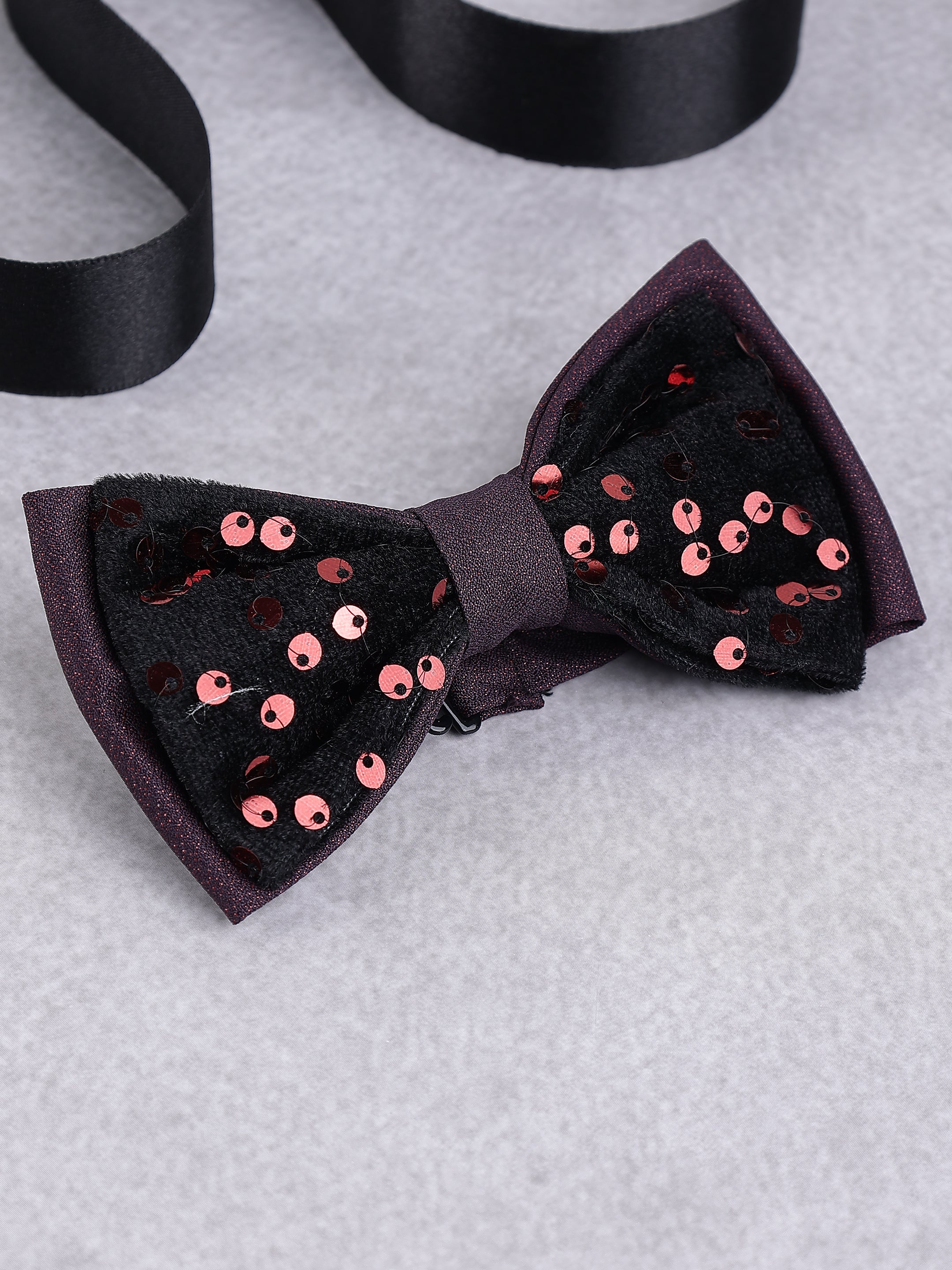 Garnet Sequin Embellished Bow Tie