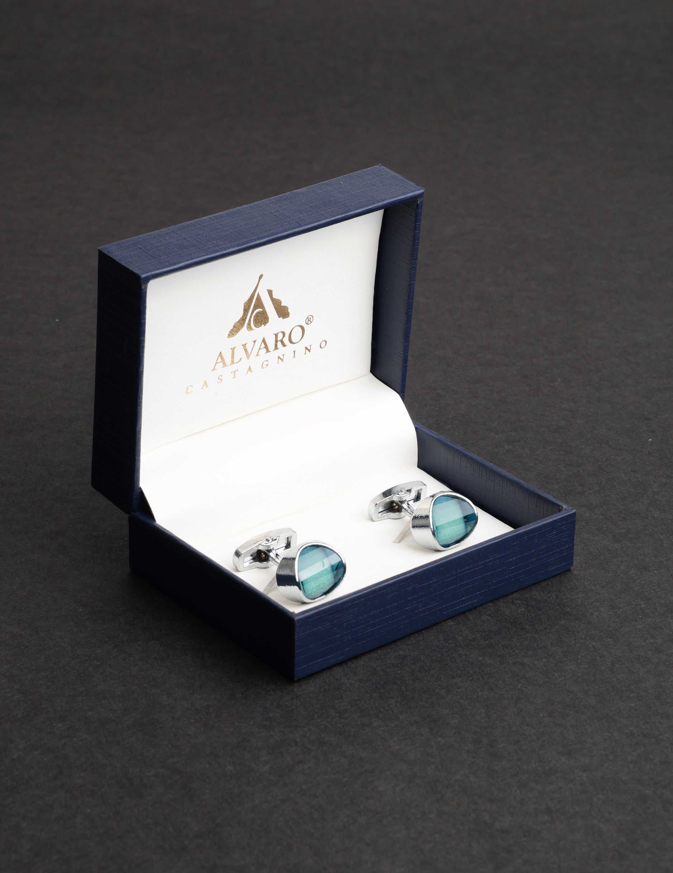 Teal Blue Oval Cufflink