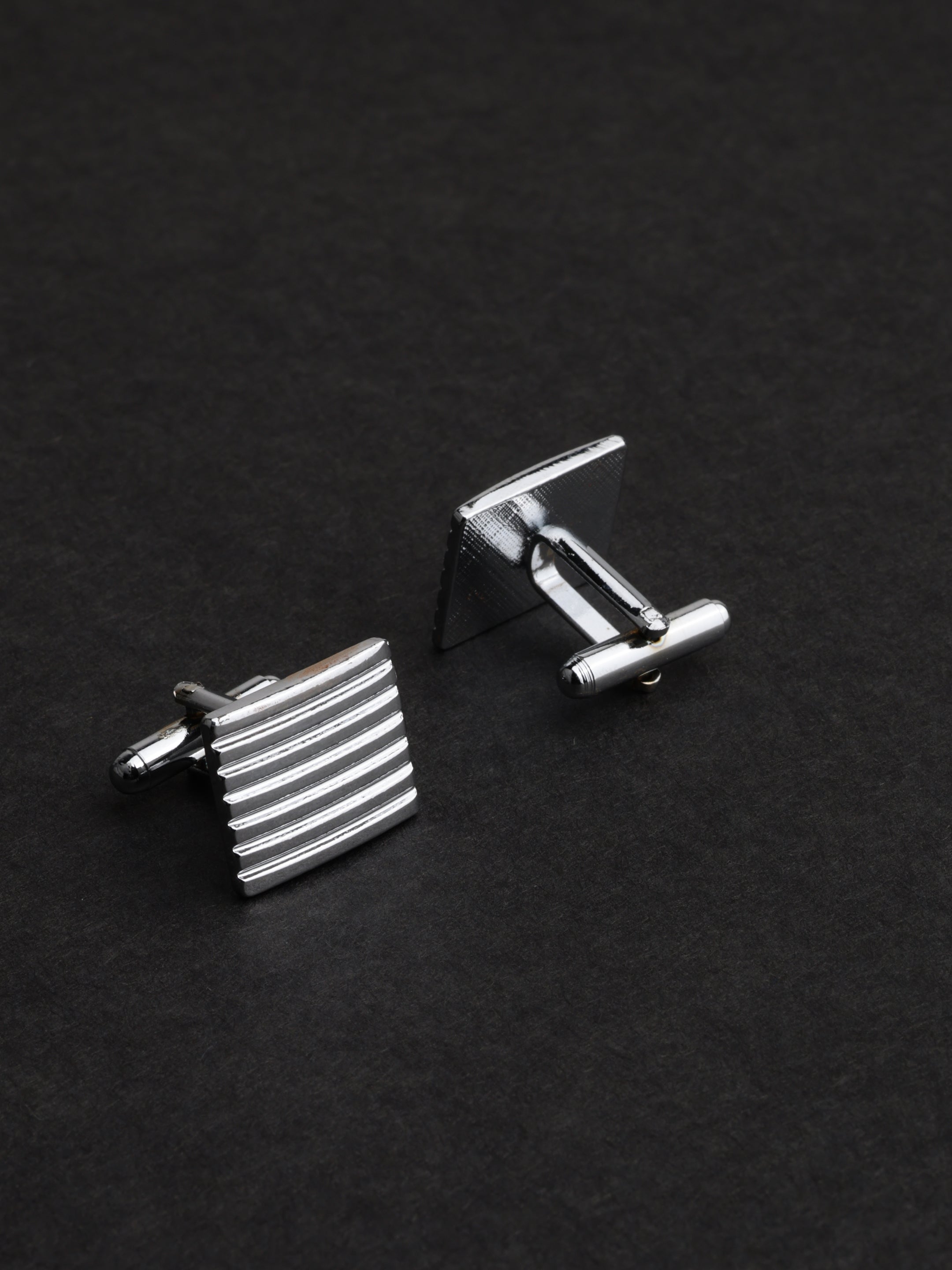 Premium Silver Striped Cufflink