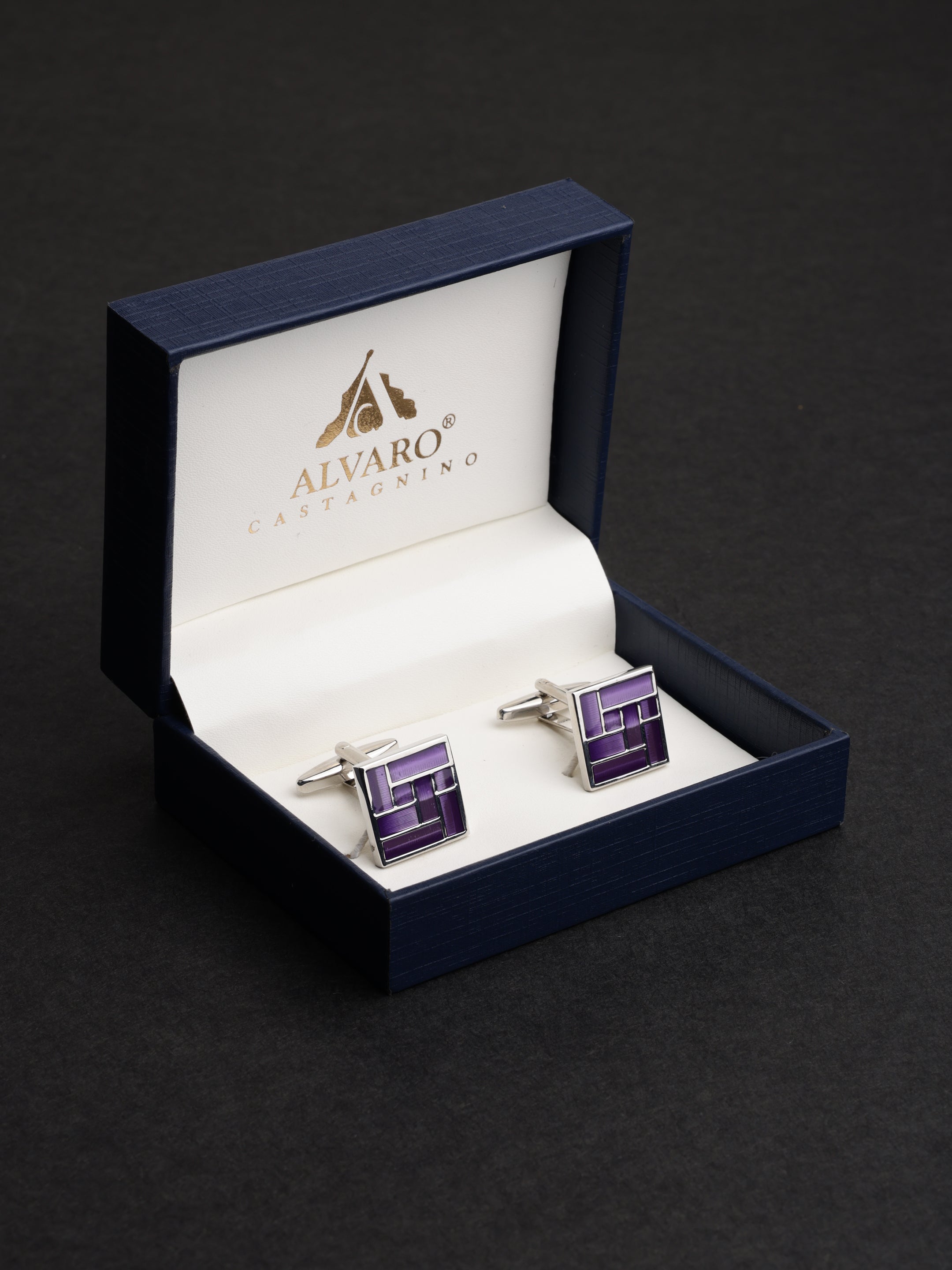 Purple Geometric Enamel Cufflink