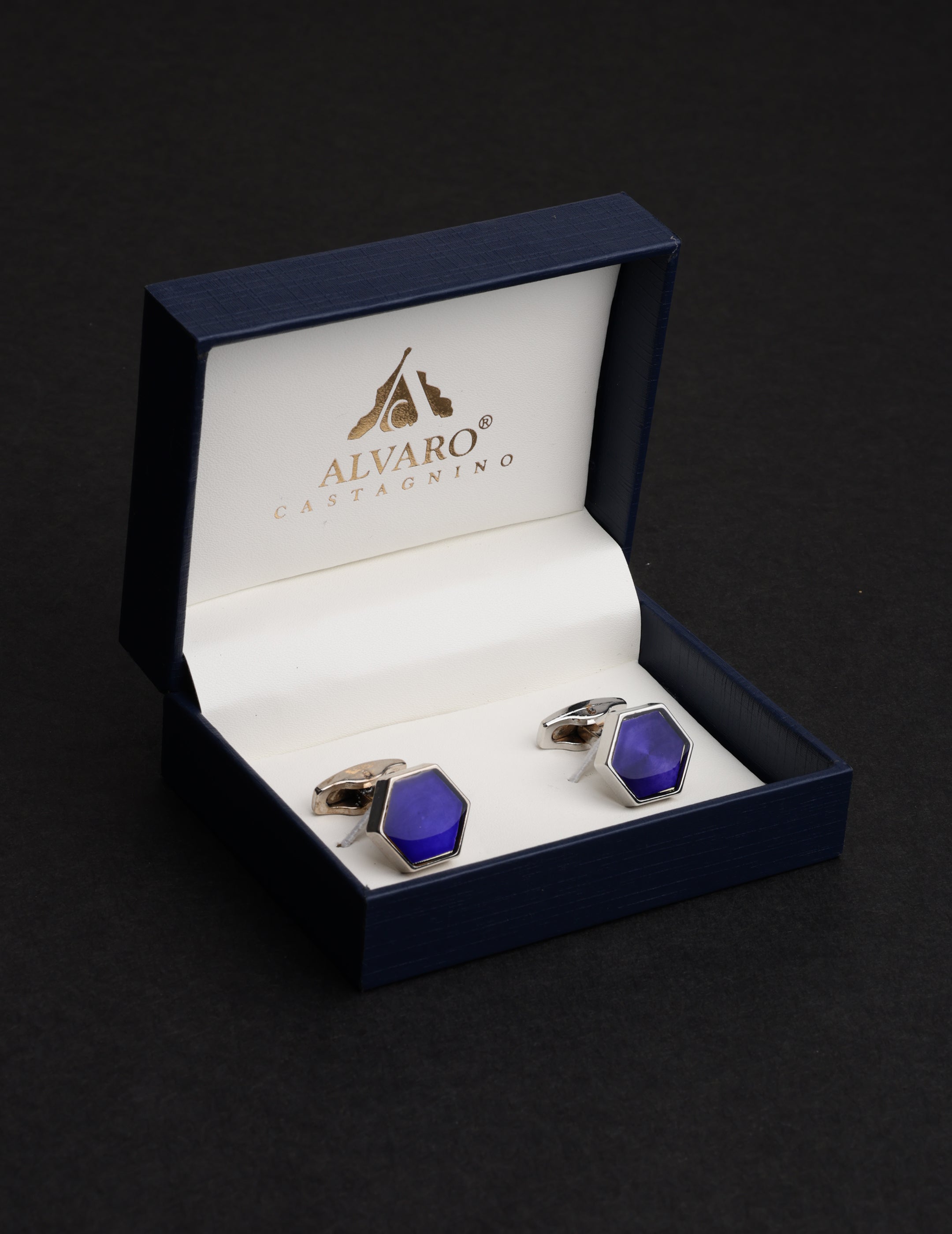 Purple Hexagon Cufflink