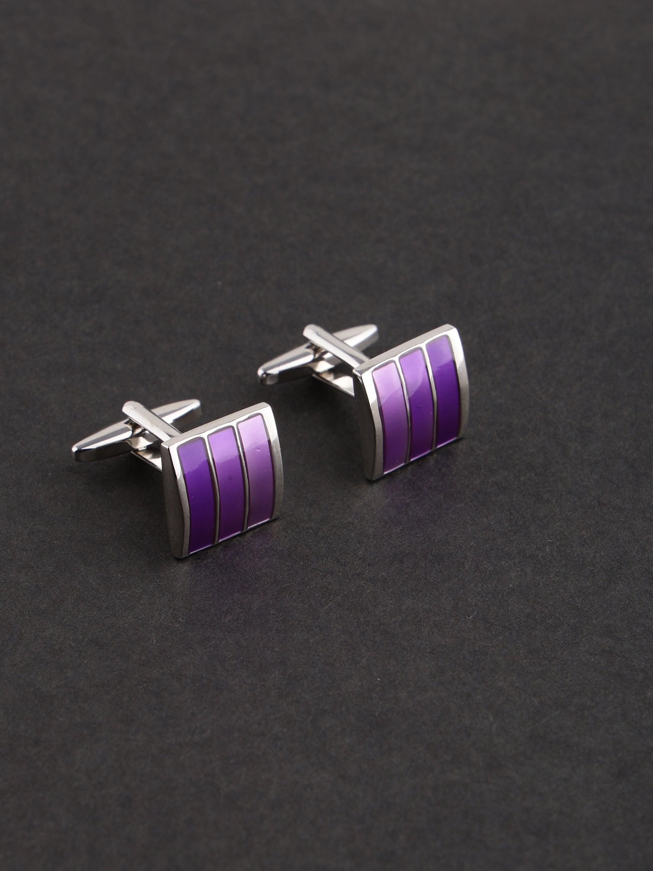 Purple Stripe Enamel Cufflink
