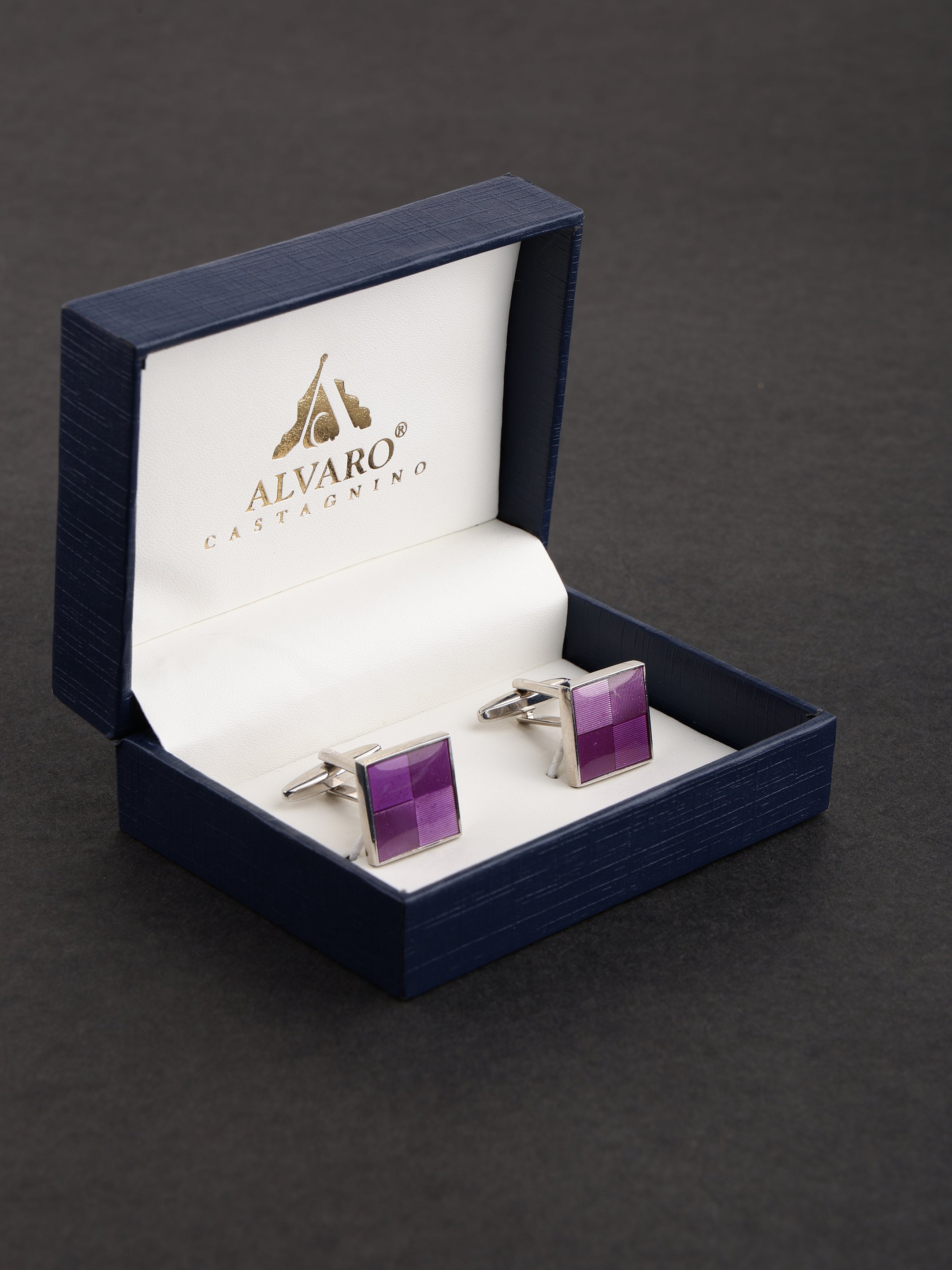 Purple Checkerboard Cufflink