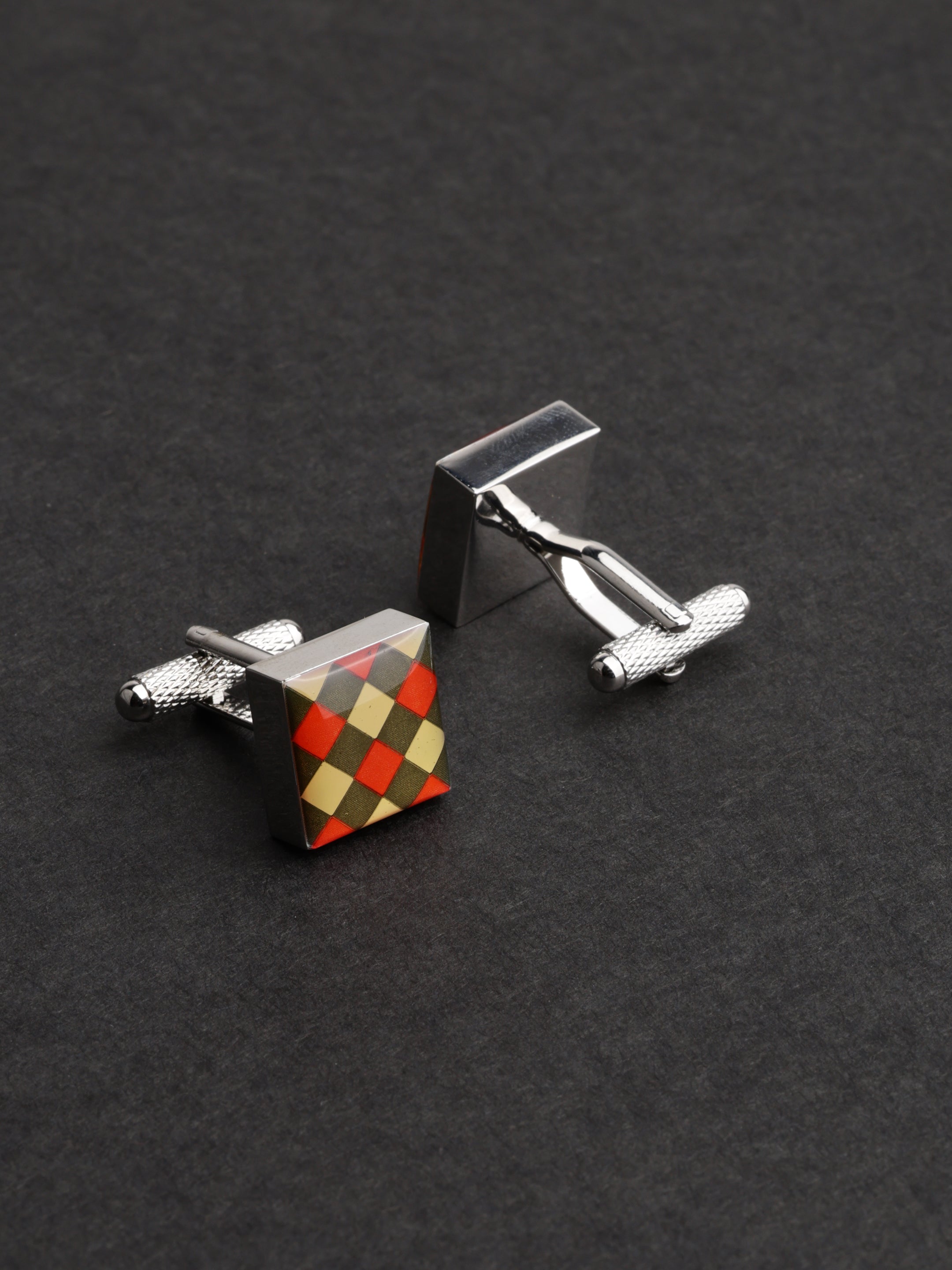 Multicolor Diamond Pattern Cufflink