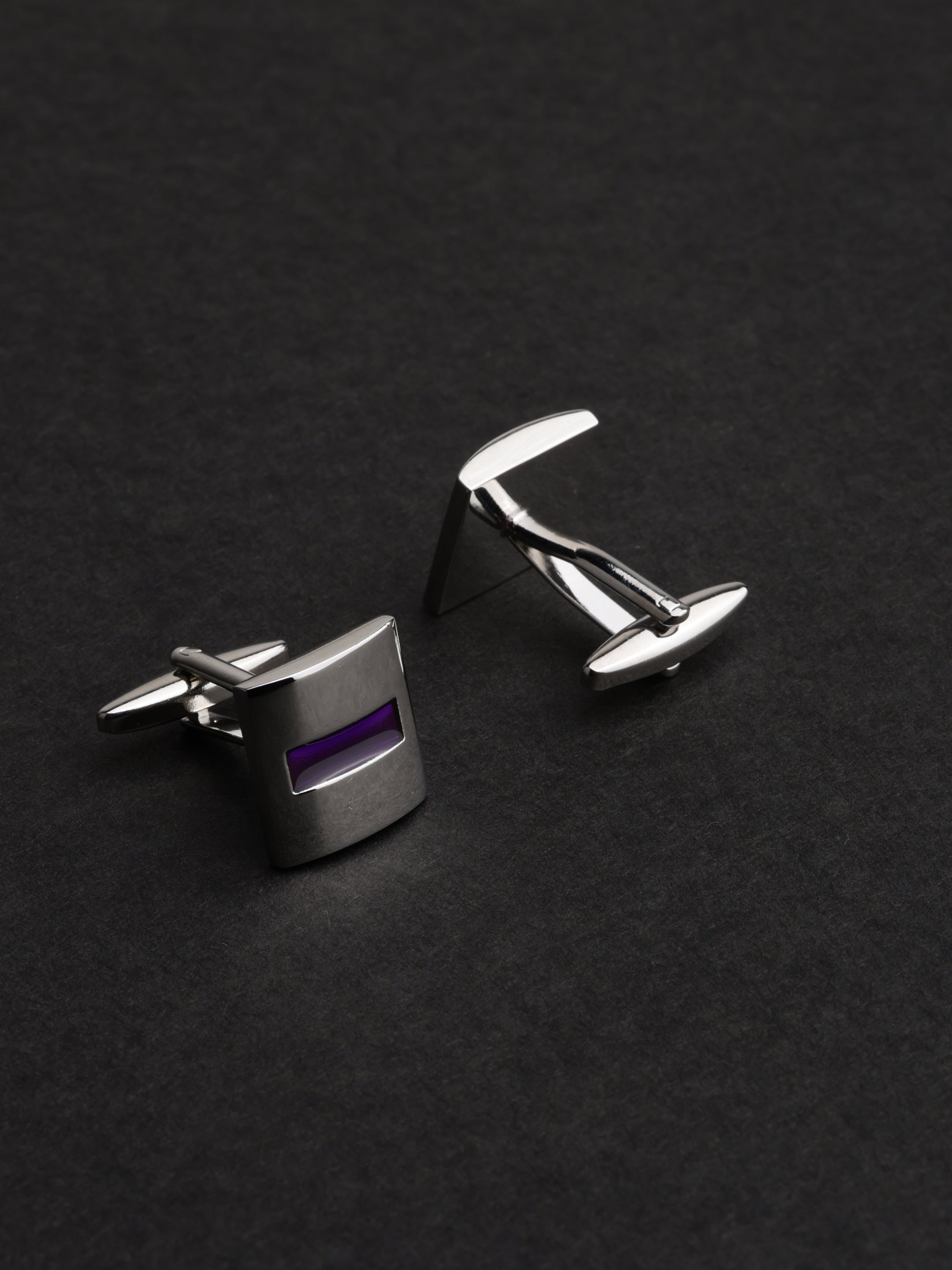 Silver & Purple Bar Cufflink