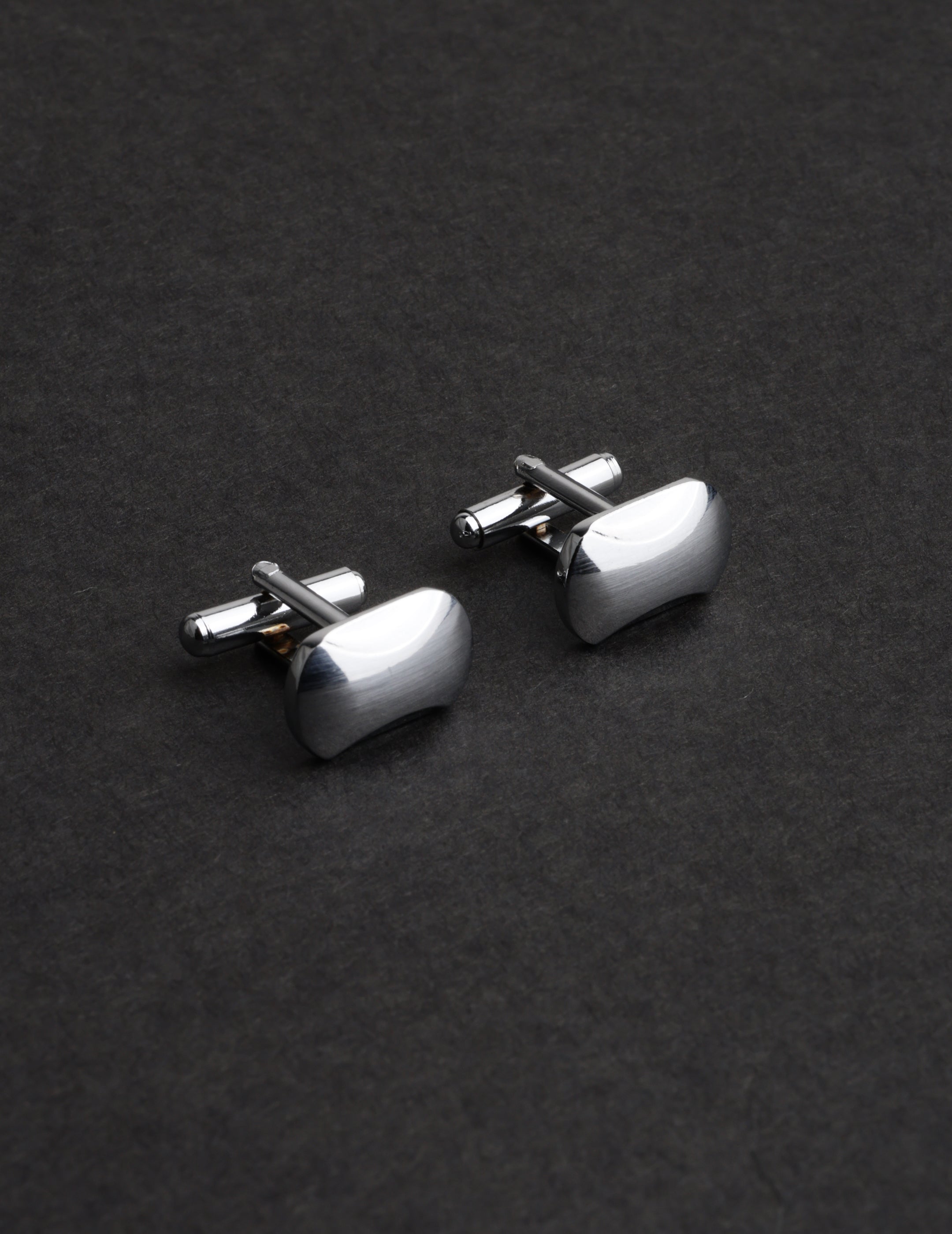 Minimalist Silver Curved Cufflink