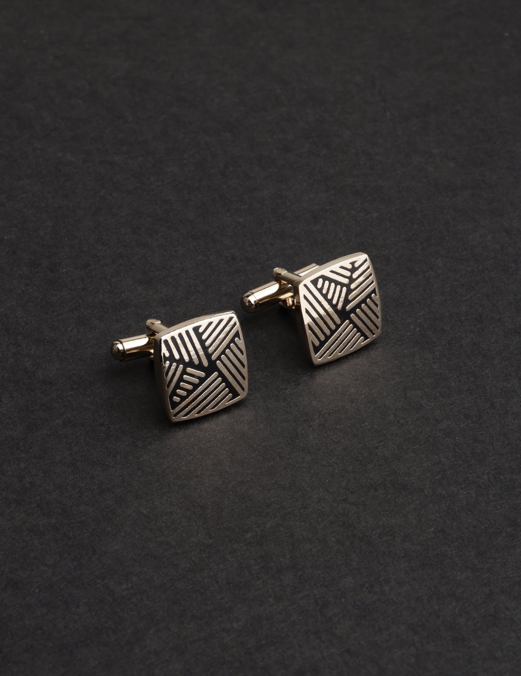 Gold & Black Square Designer Cufflink
