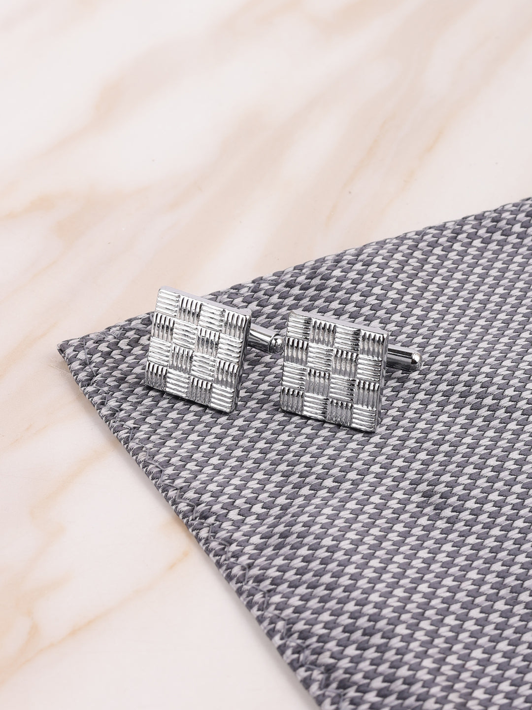 Textured Silver Designer Cufflink