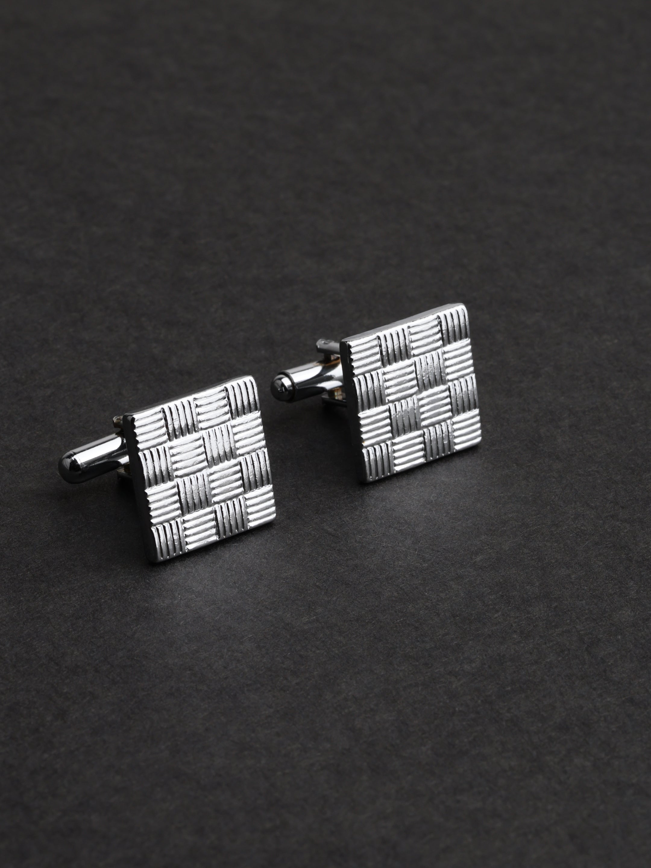 Textured Silver Designer Cufflink