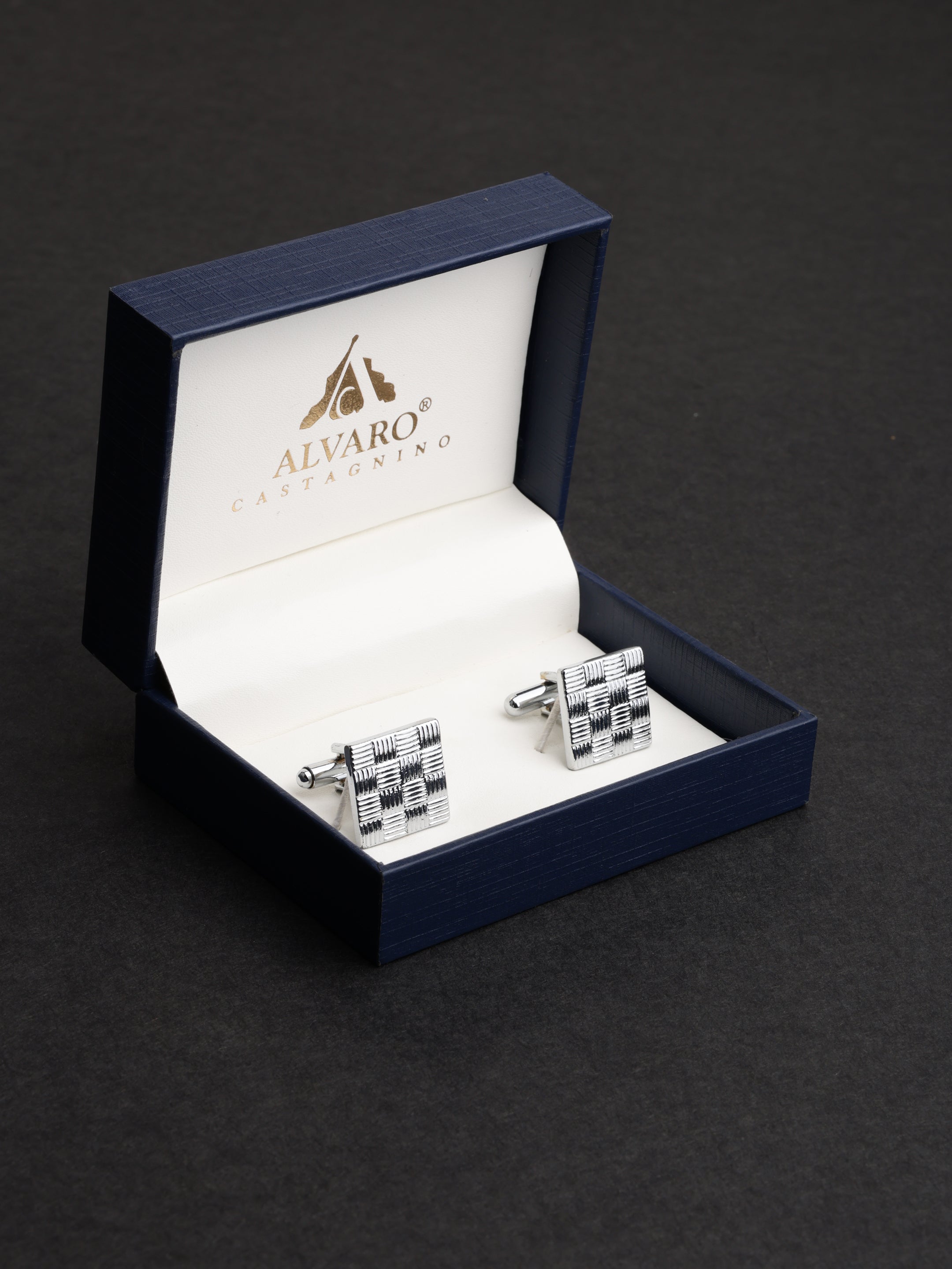 Textured Silver Designer Cufflink