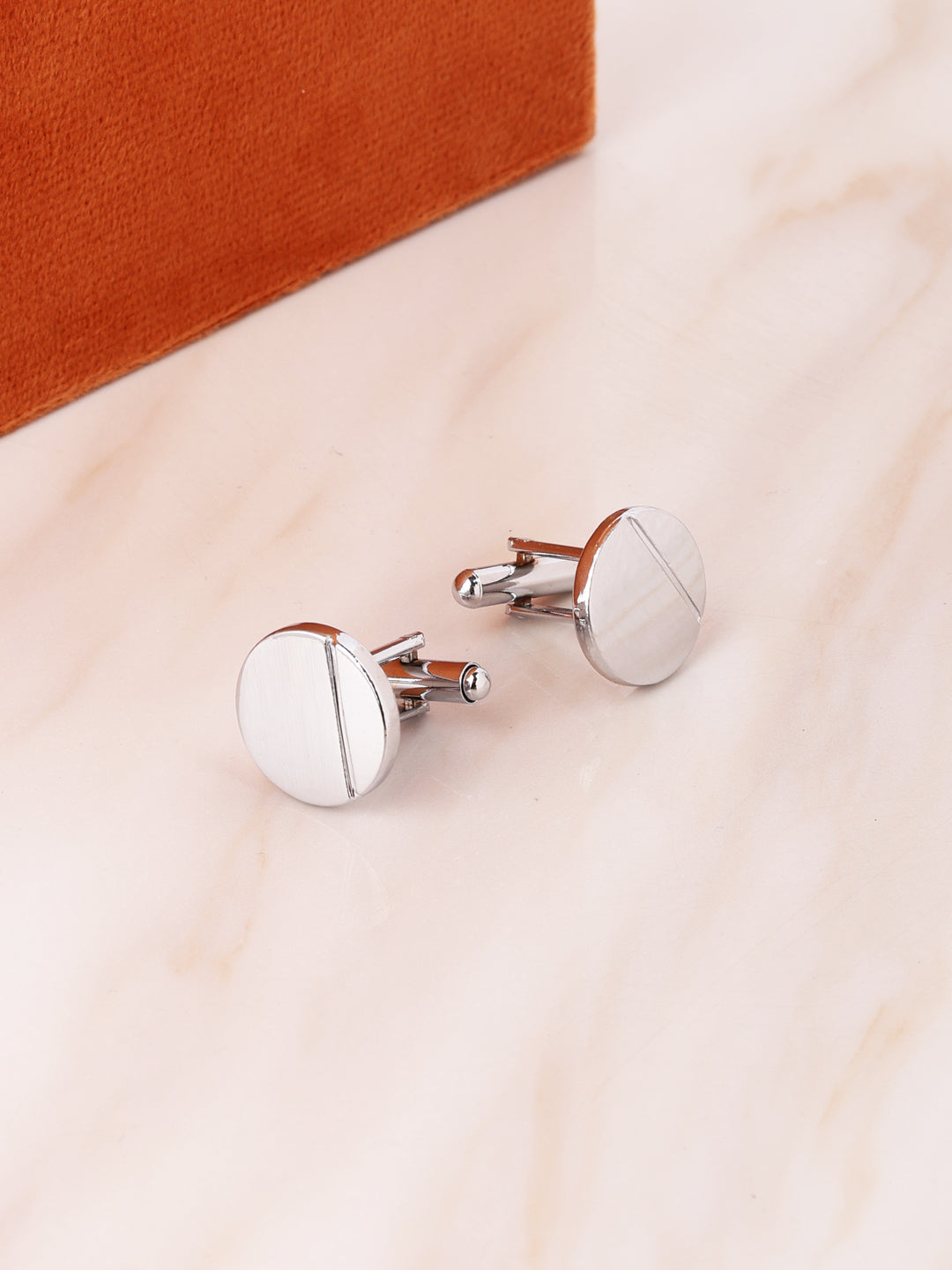 Minimalist Silver Round Cufflink