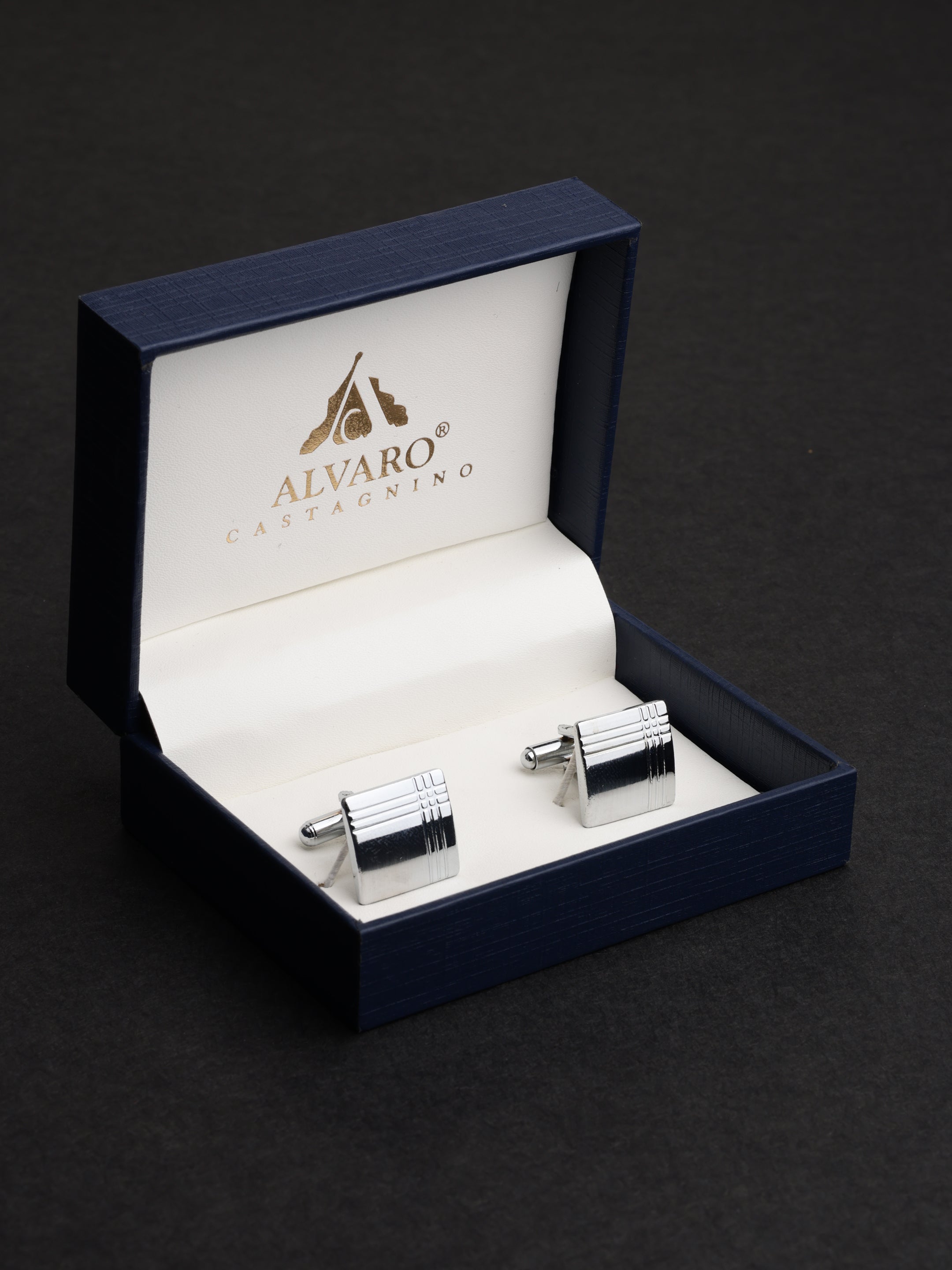 Silver Textured Square Cufflink